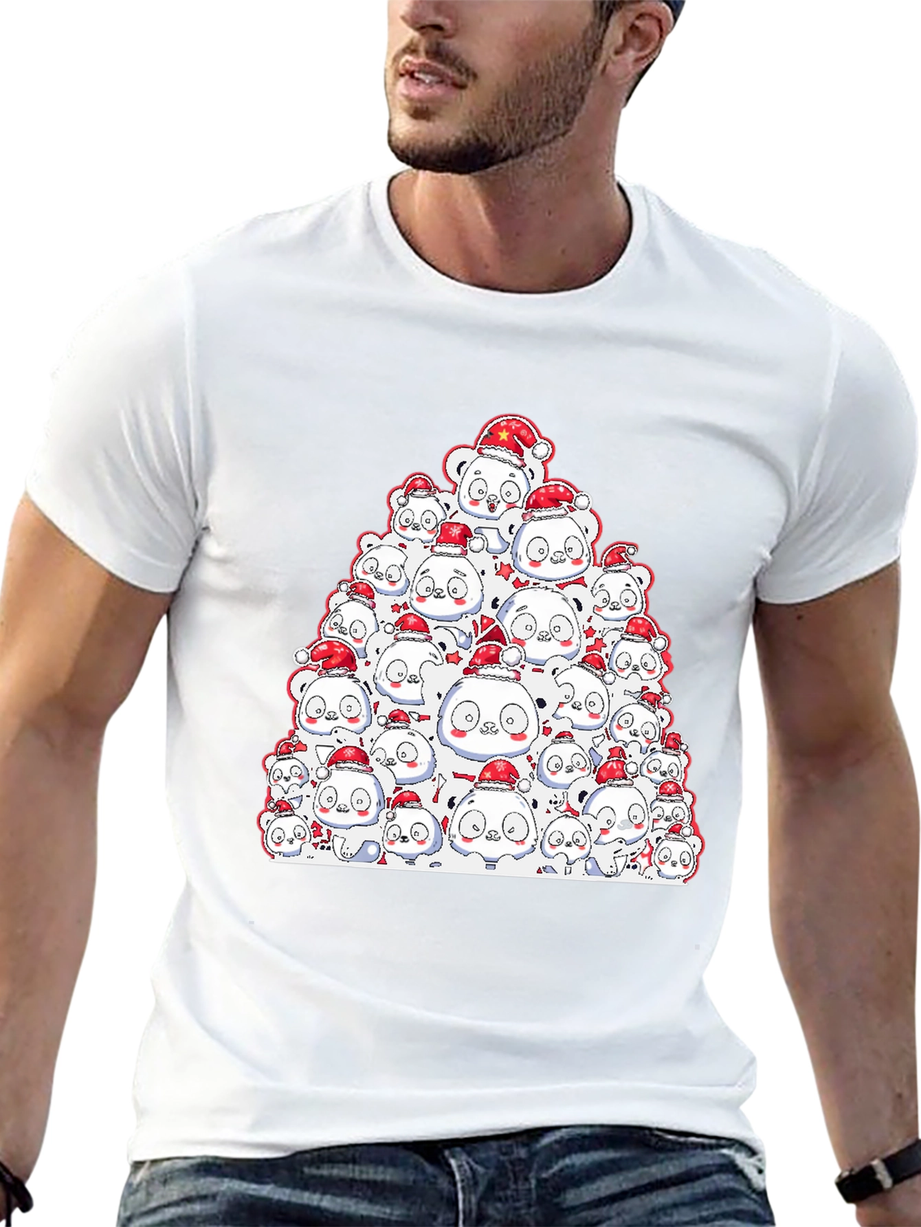Festive Panda Pile-Up T-Shirt