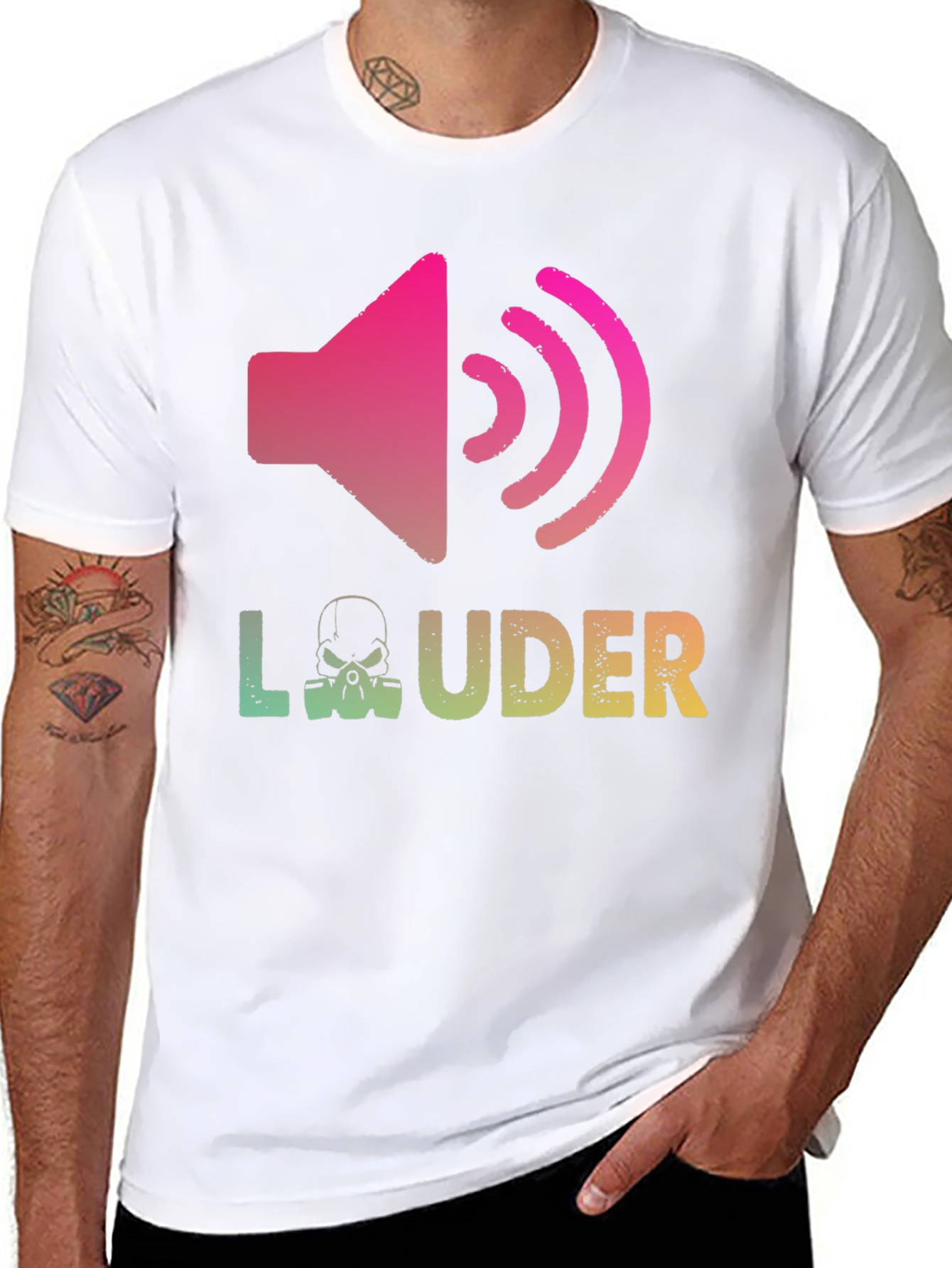 Louder Graphic Tee - Skull Sound Wave Design