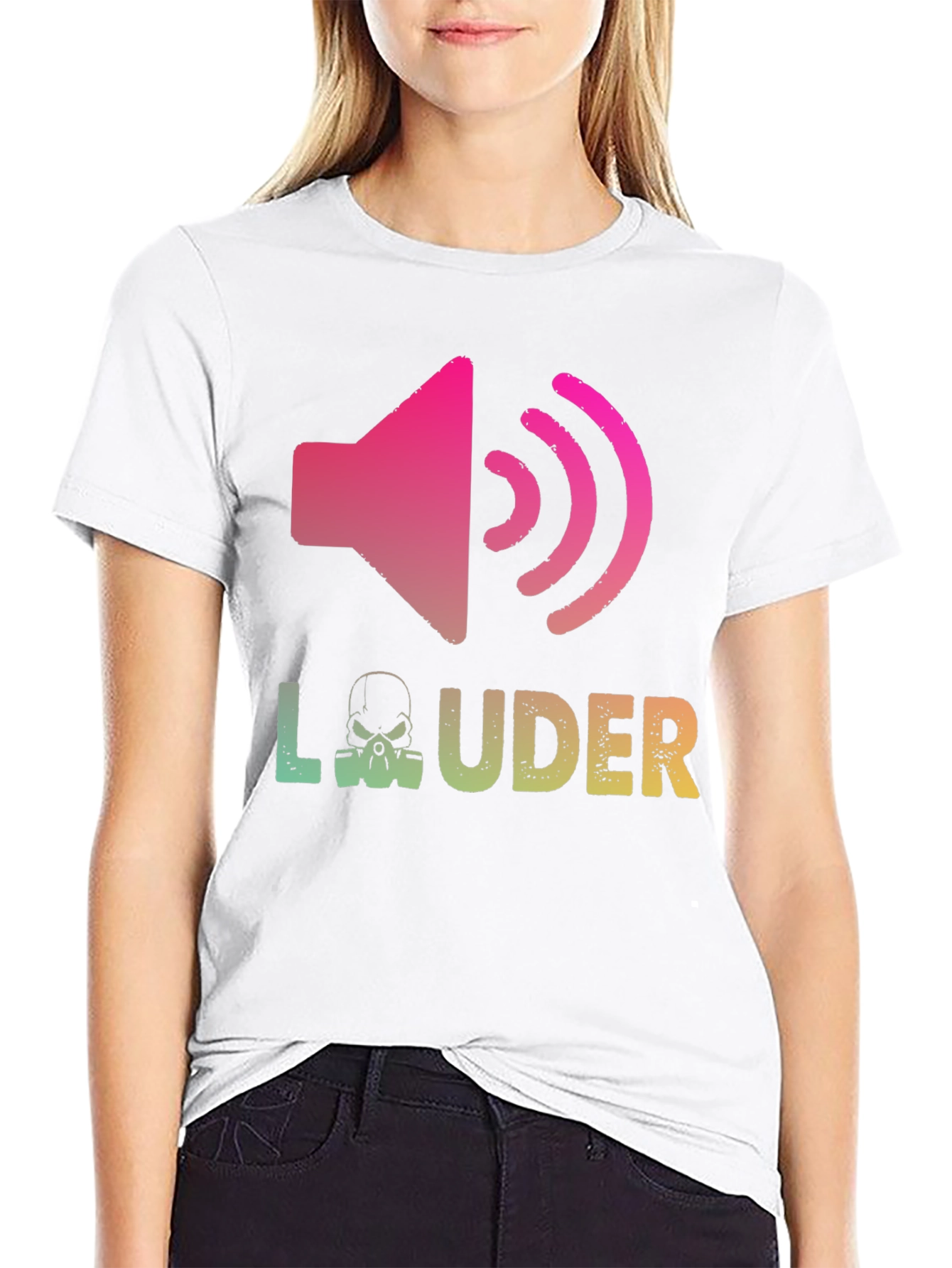 Louder Graphic Tee - Skull Sound Wave Design