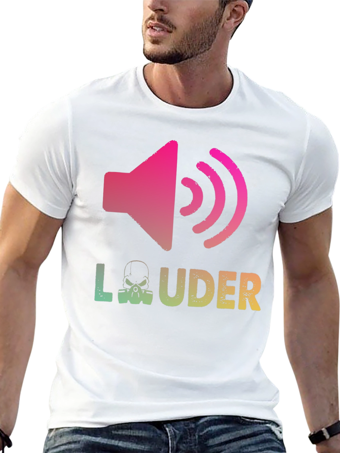 Louder Graphic Tee - Skull Sound Wave Design