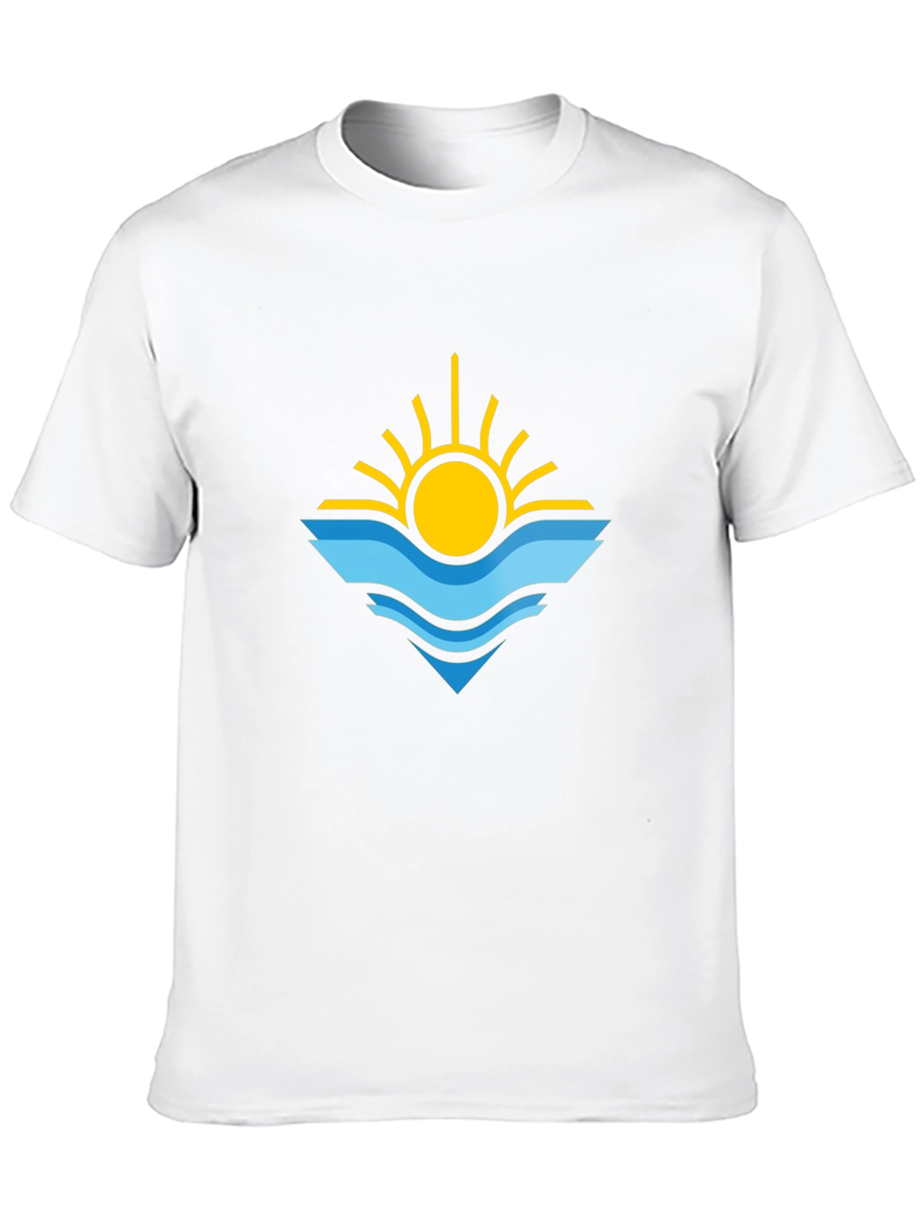 Sun & Waves Graphic Tee - Black Cotton Shirt