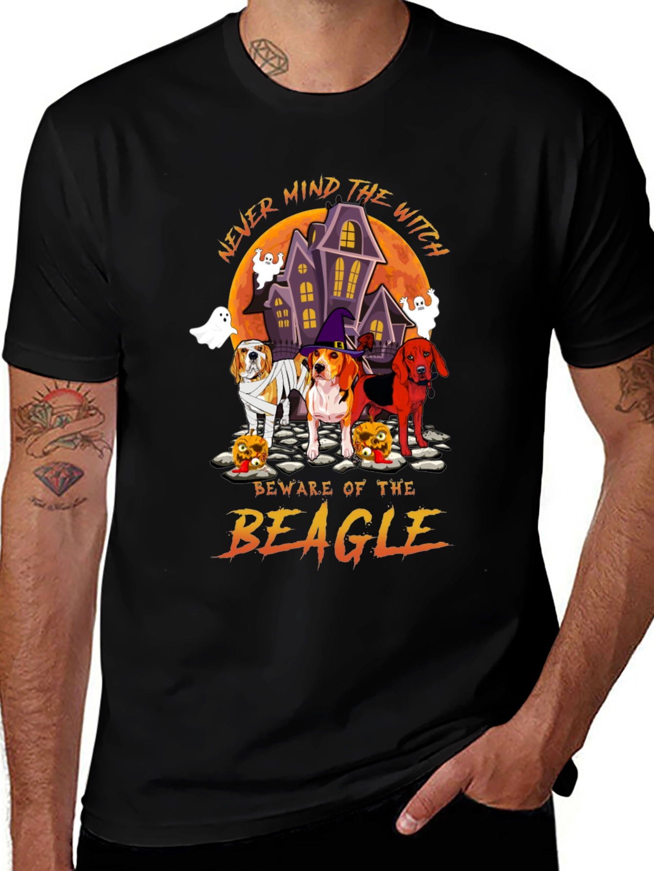 Halloween Beagle T-Shirt - Witch Design