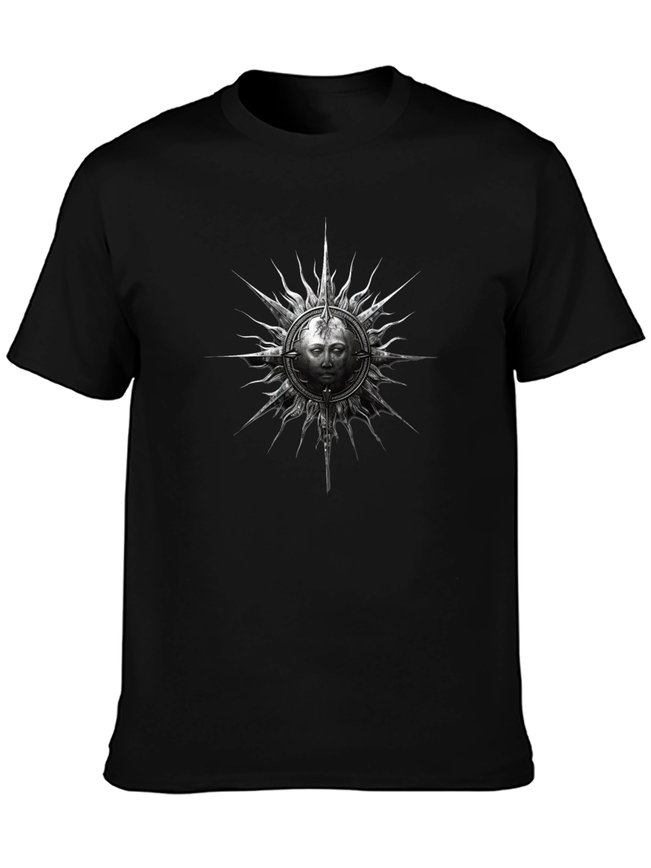 Sun Face Graphic Black T-Shirt