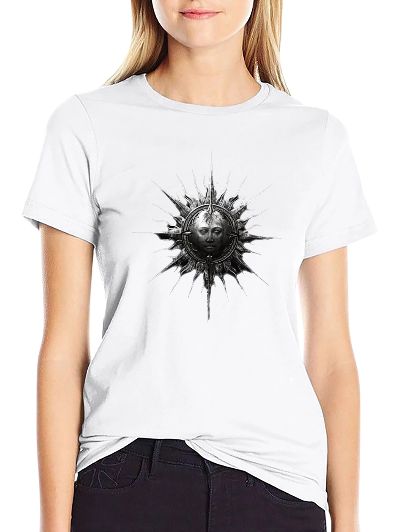 Sun Face Graphic Black T-Shirt