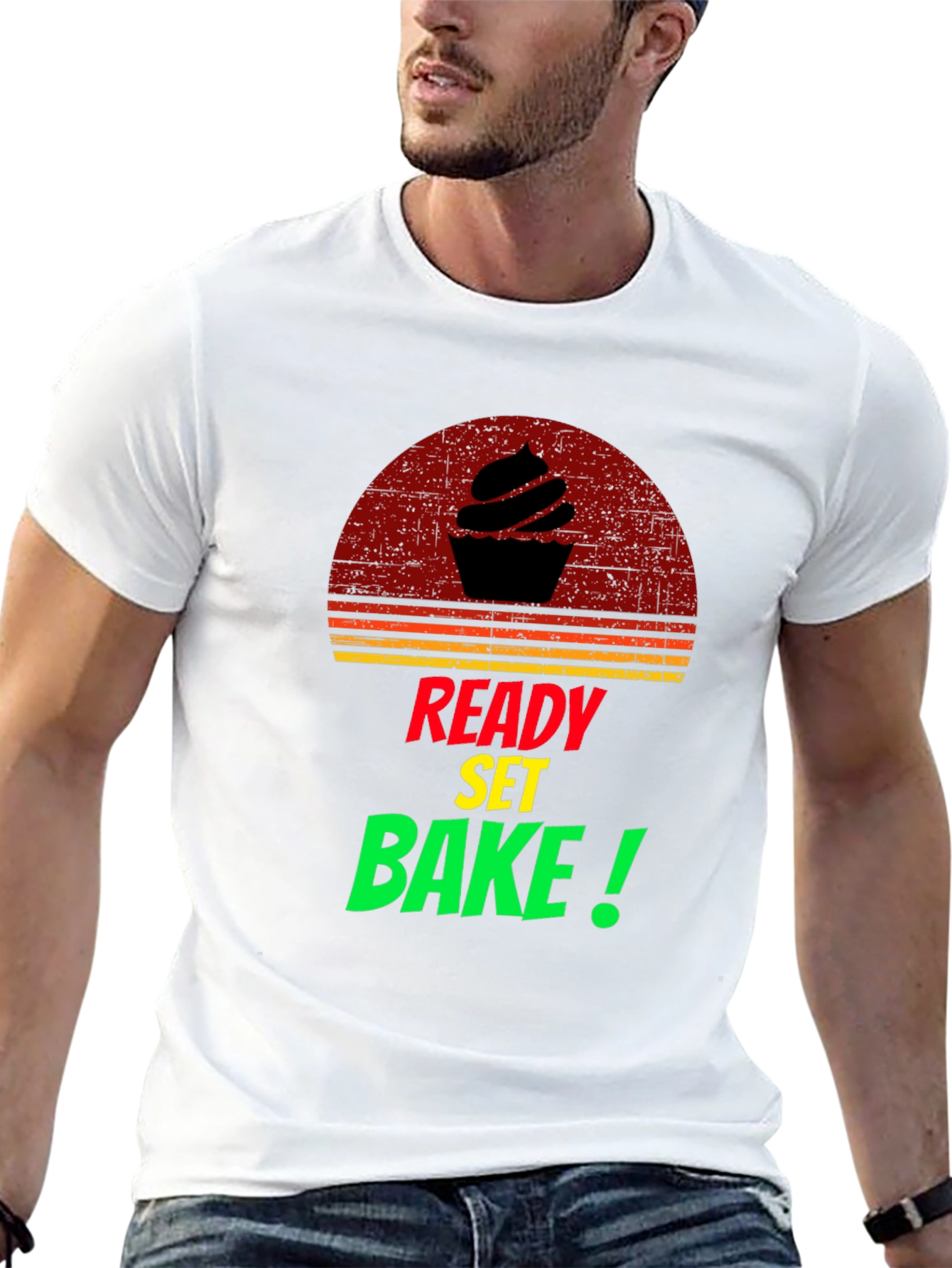 Ready Set Bake T-Shirt - Retro Cupcake Design