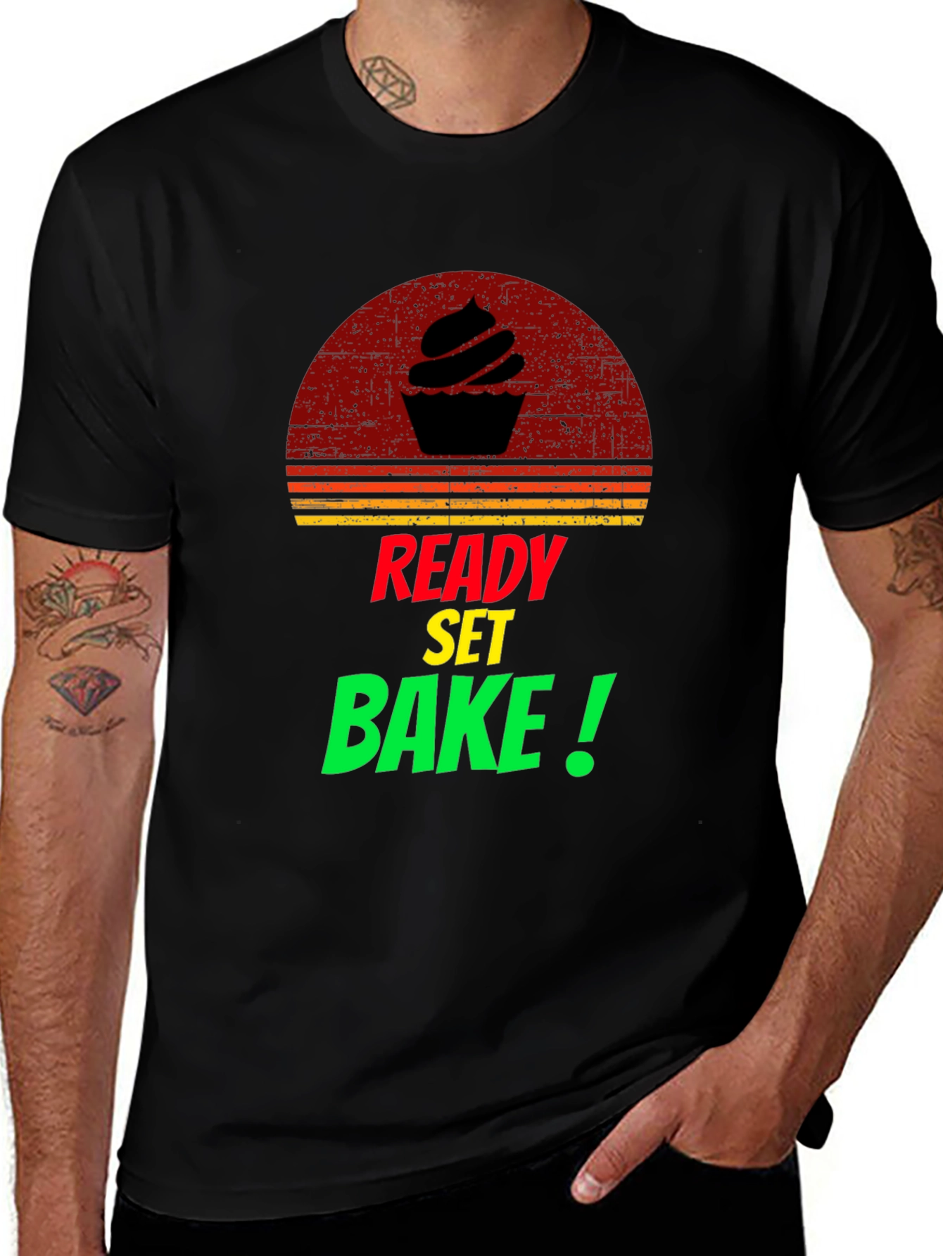 Ready Set Bake T-Shirt - Retro Cupcake Design