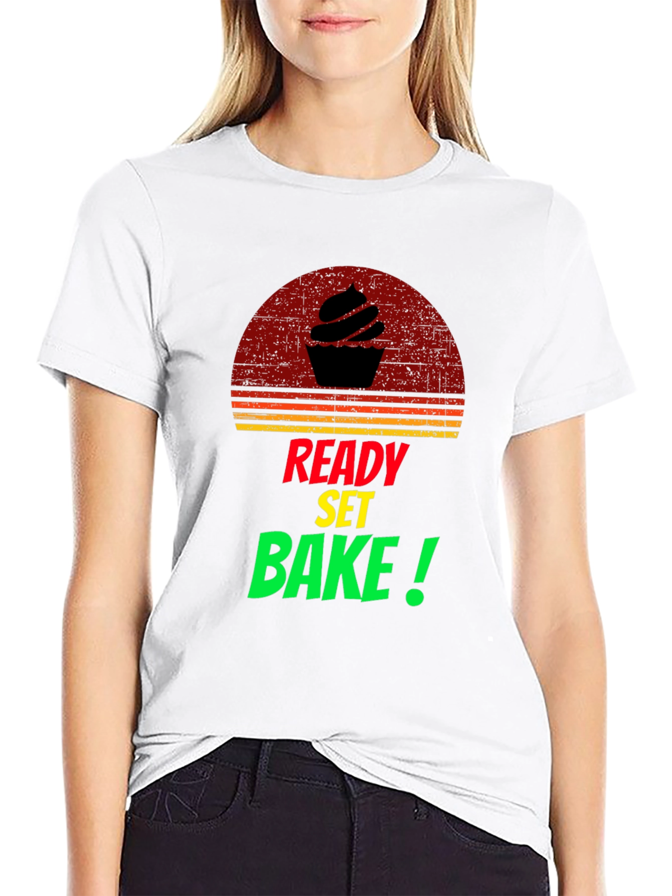 Ready Set Bake T-Shirt - Retro Cupcake Design