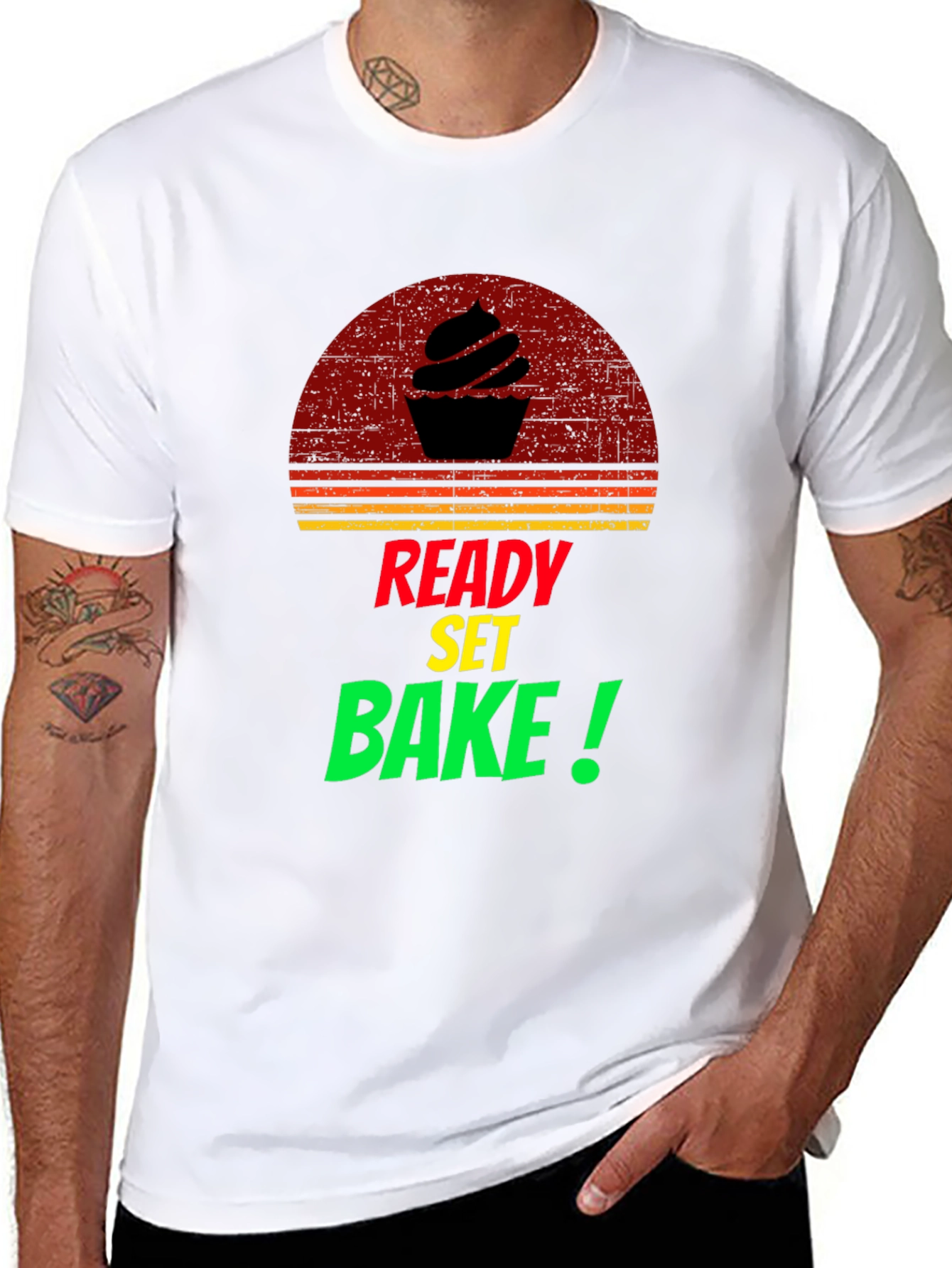 Ready Set Bake T-Shirt - Retro Cupcake Design