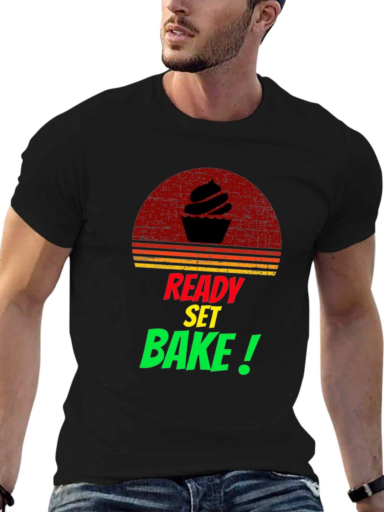 Ready Set Bake T-Shirt - Retro Cupcake Design