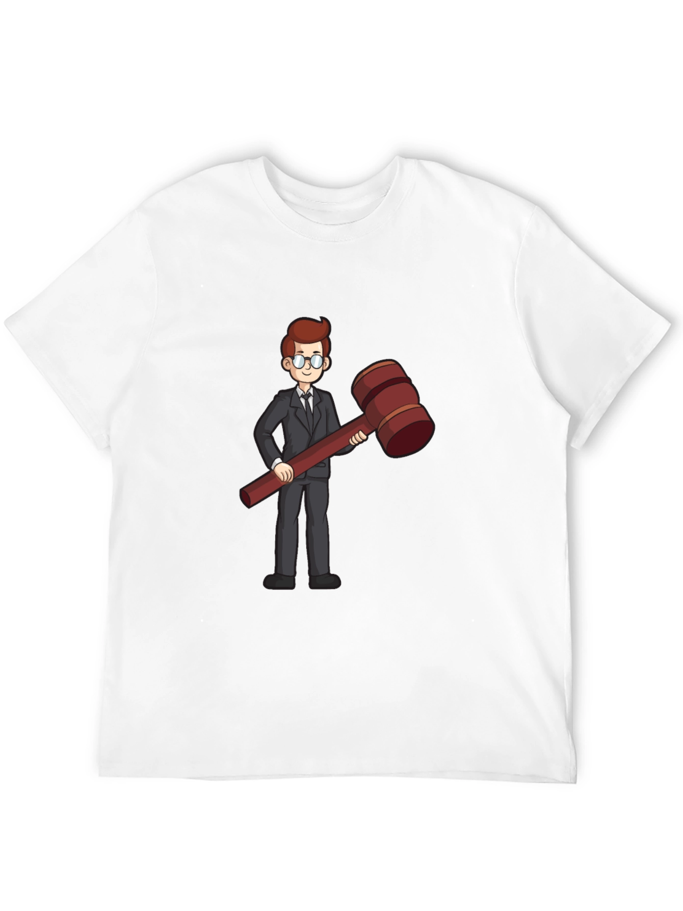 Judge Cartoon Graphic Tee - Black Cotton Shirt