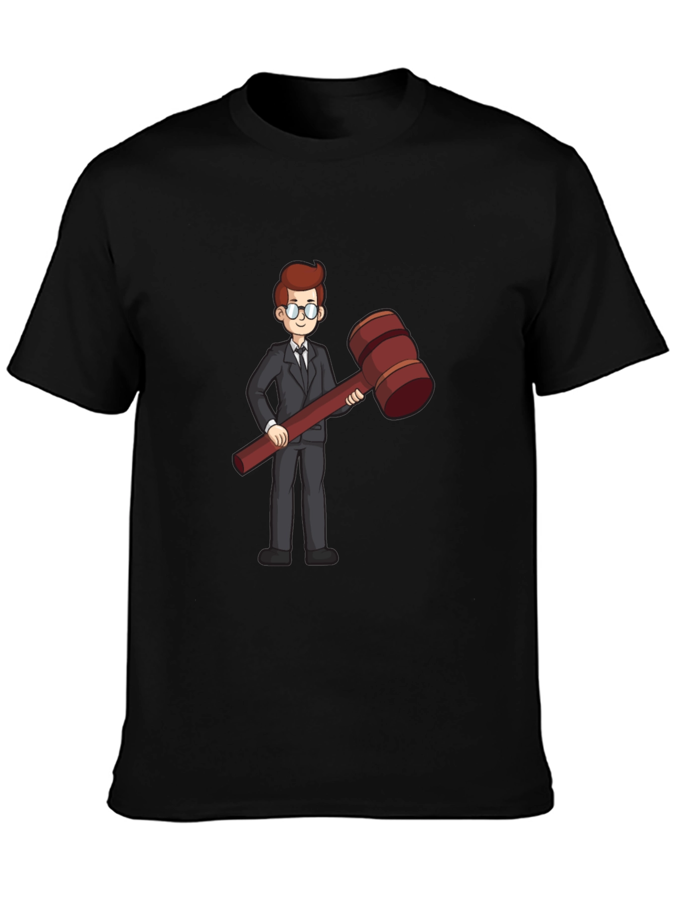 Judge Cartoon Graphic Tee - Black Cotton Shirt