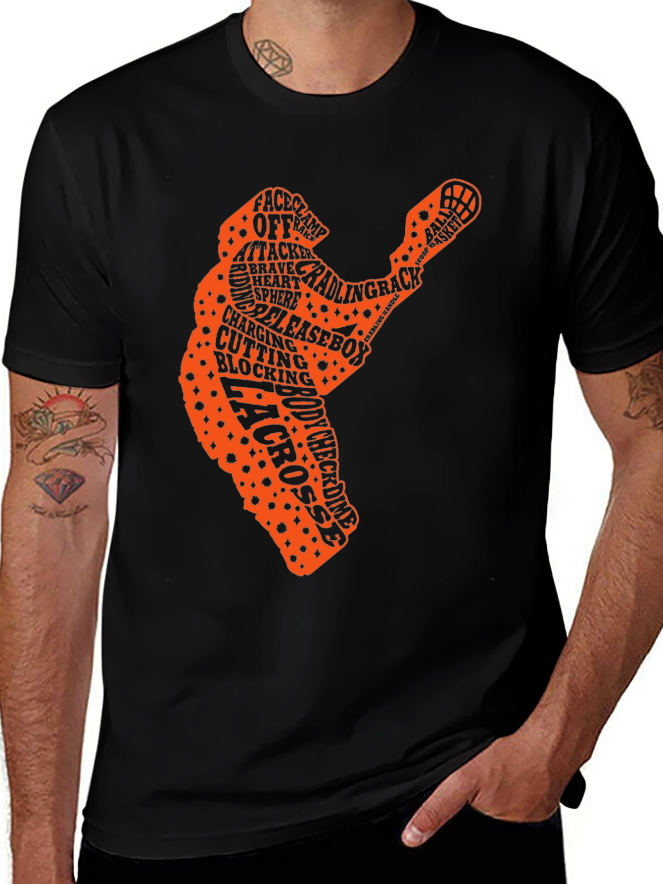 Lacrosse Player Word Art T-Shirt