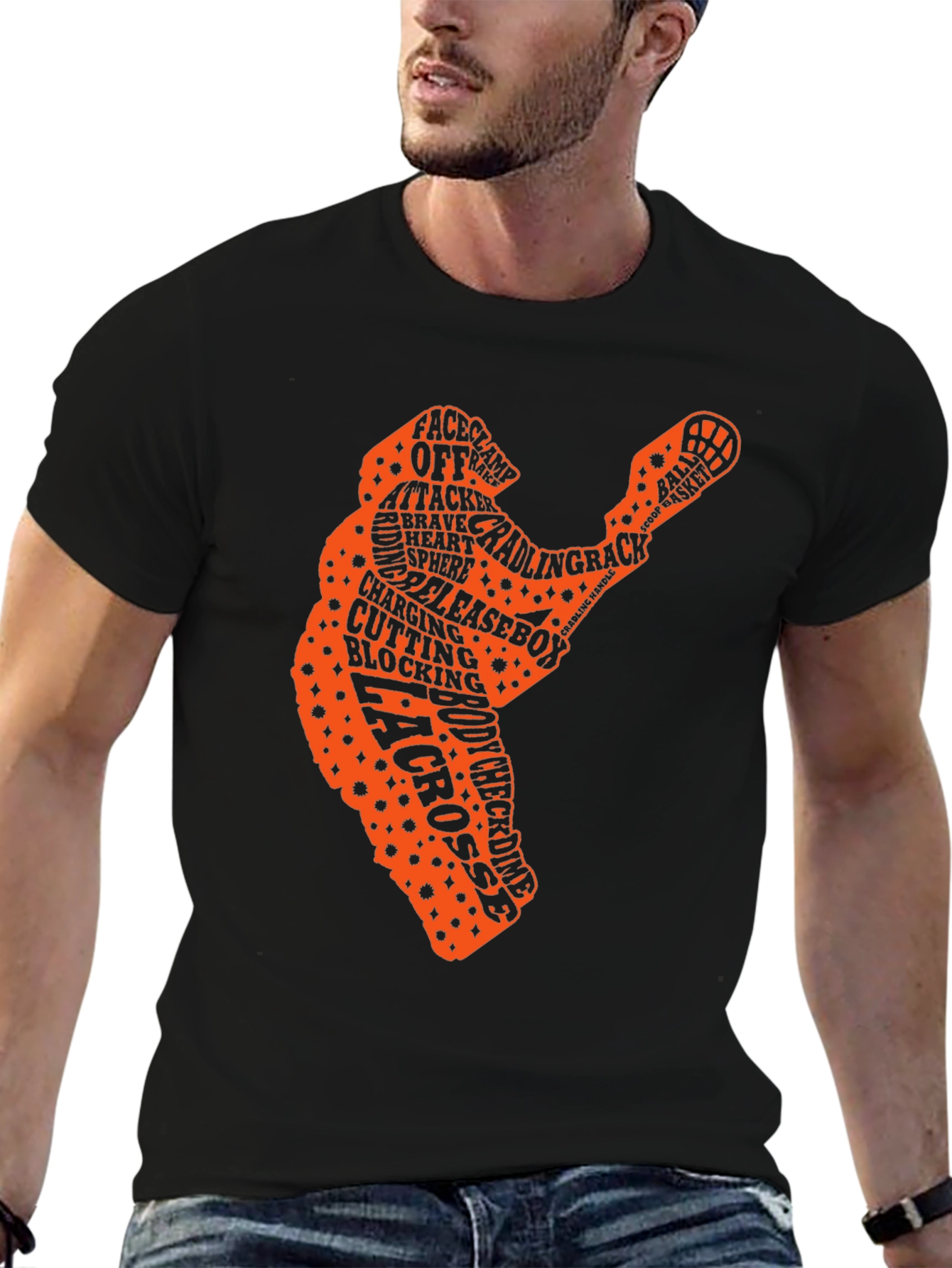Lacrosse Player Word Art T-Shirt