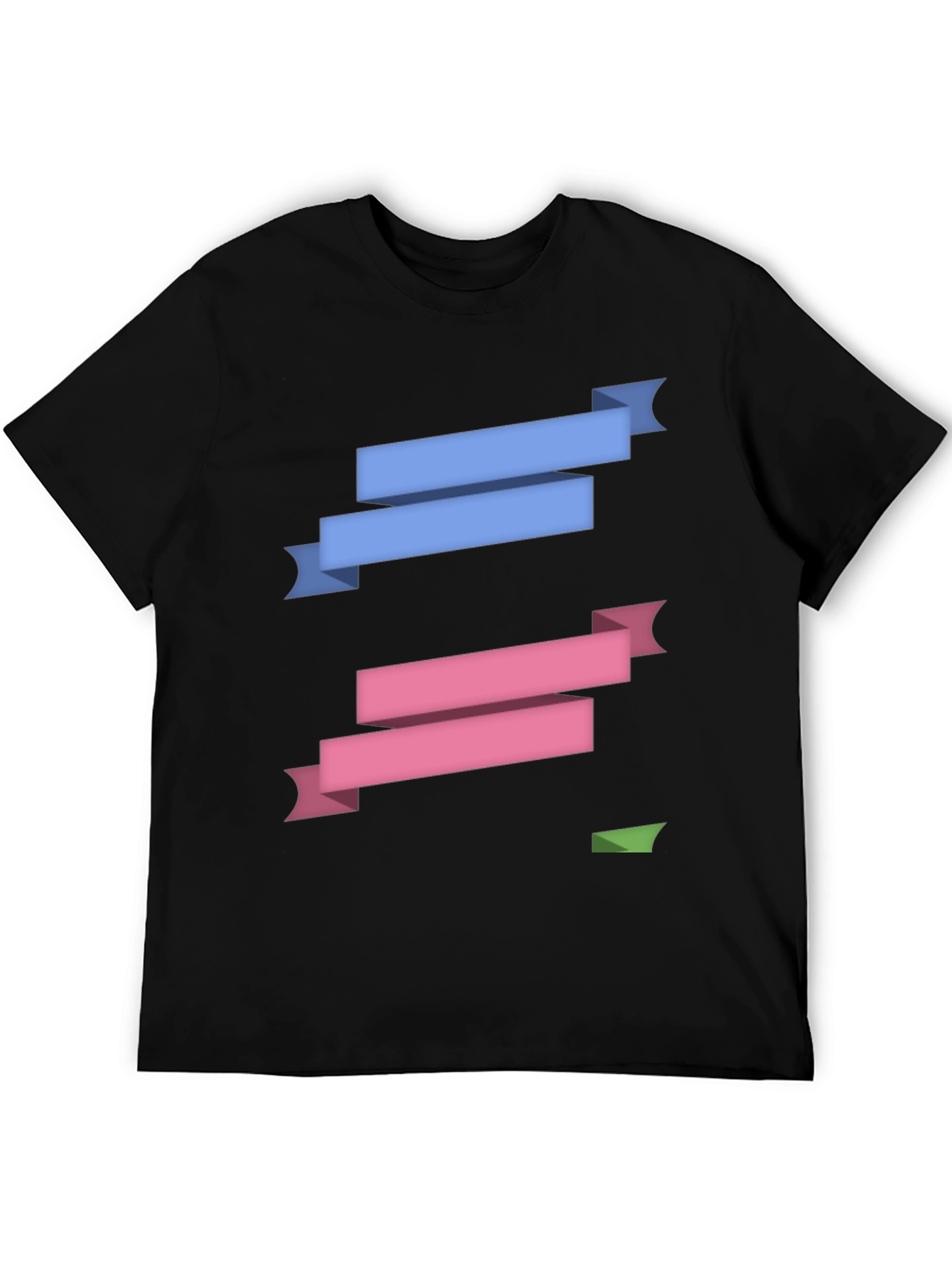Stylish Ribbon Graphic Black T-Shirt