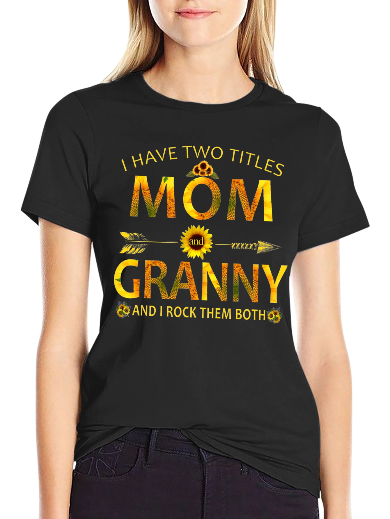 Mom and Granny Sunflower Graphic T-Shirt