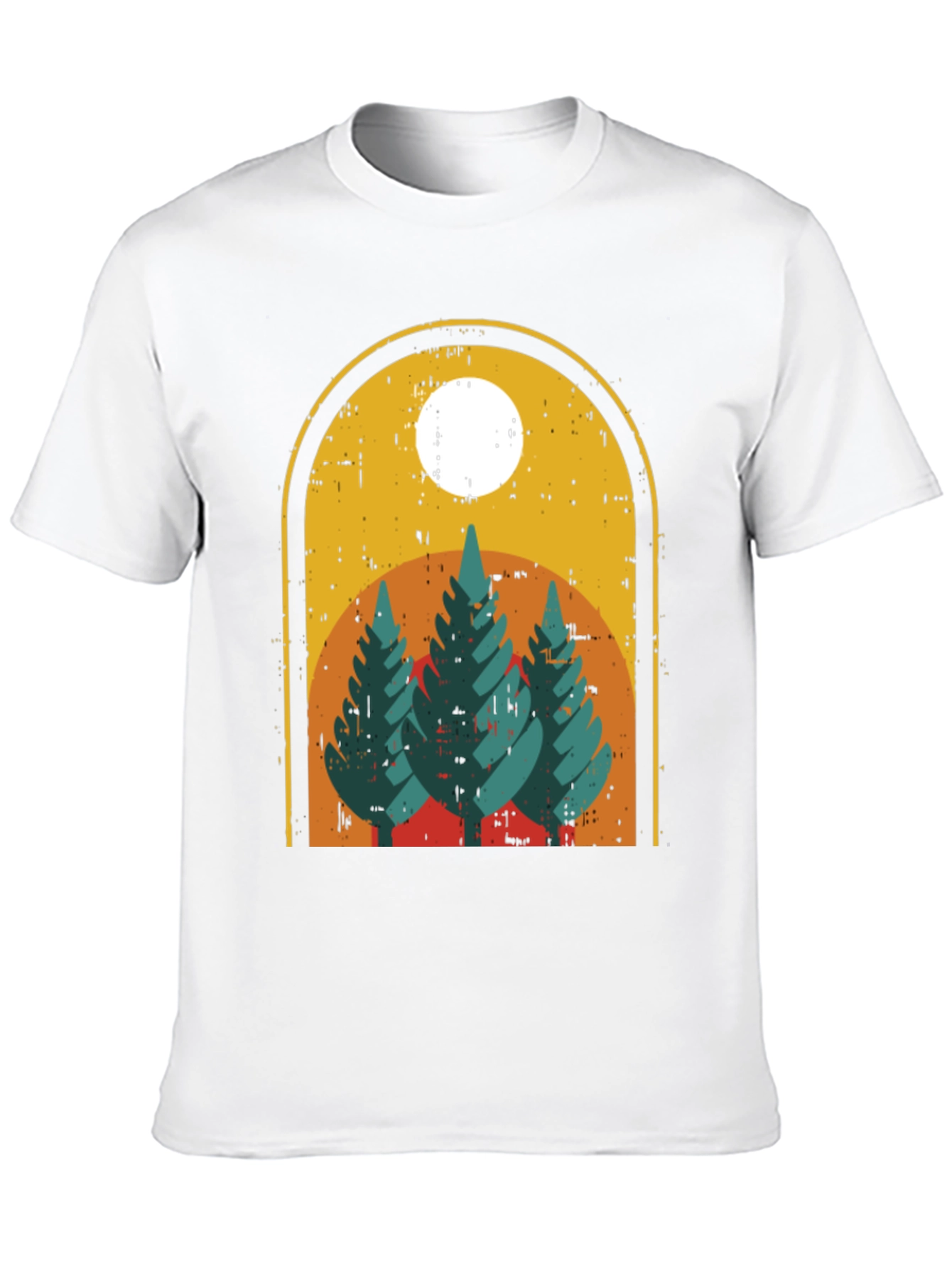 Retro Forest Graphic Tee - Black Cotton Blend