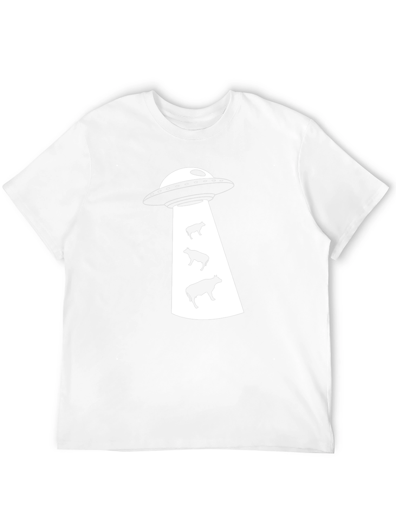 UFO Cow Abduction Graphic Tee - Black Cotton T-Shirt