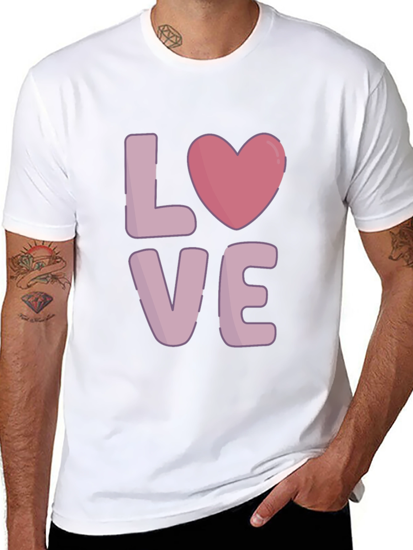 Love Heart Graphic Black T-Shirt