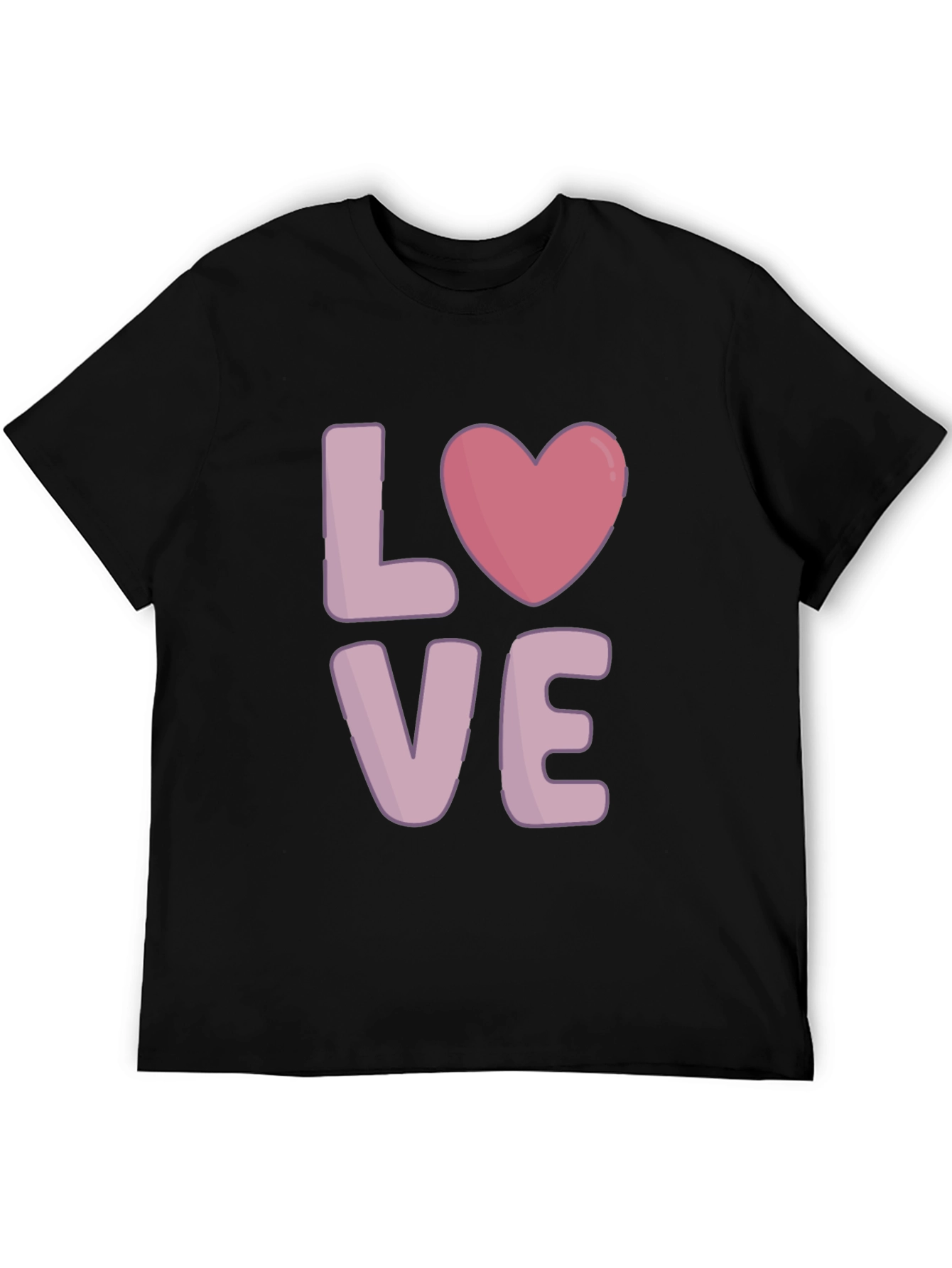 Love Heart Graphic Black T-Shirt