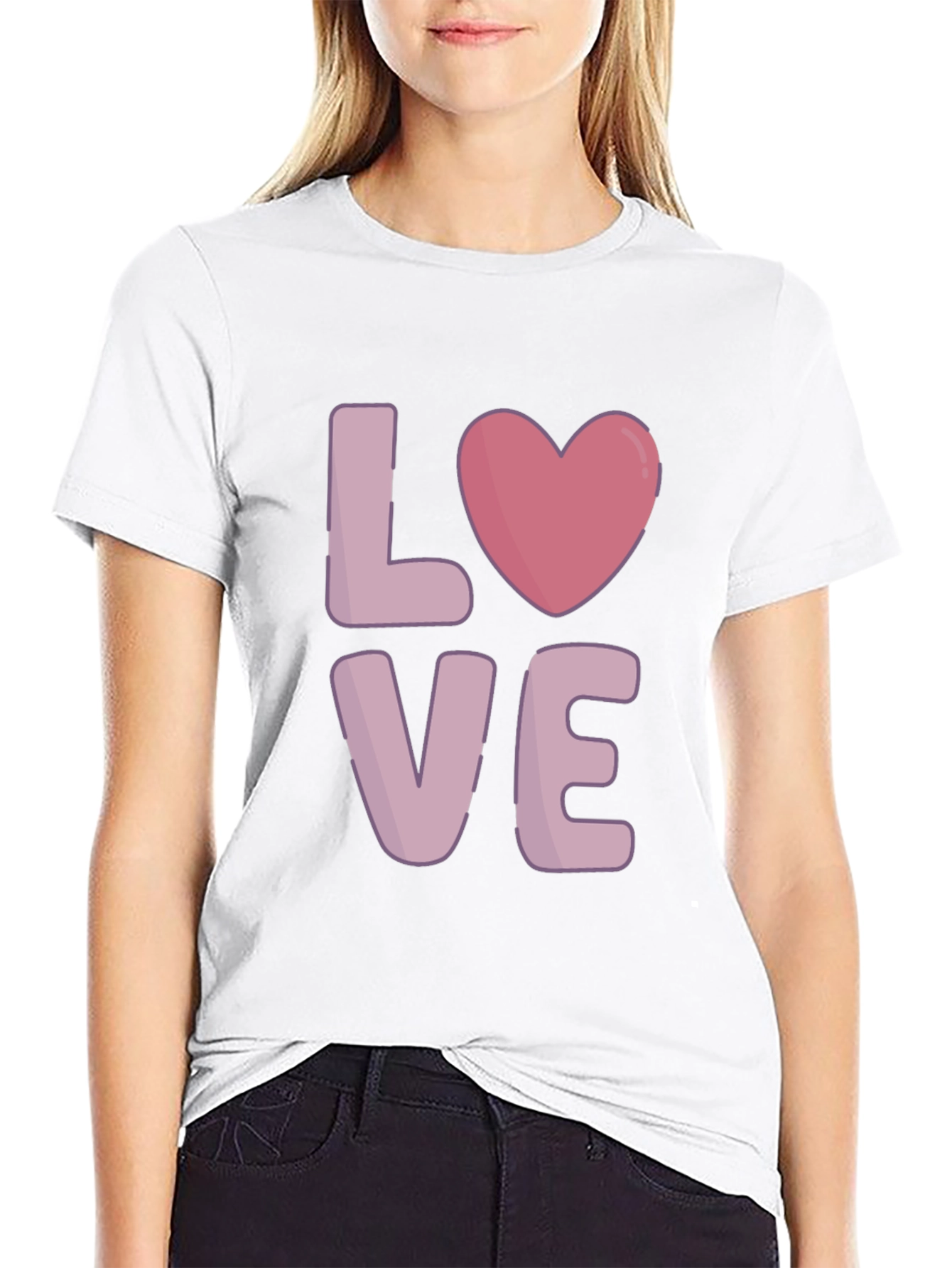 Love Heart Graphic Black T-Shirt