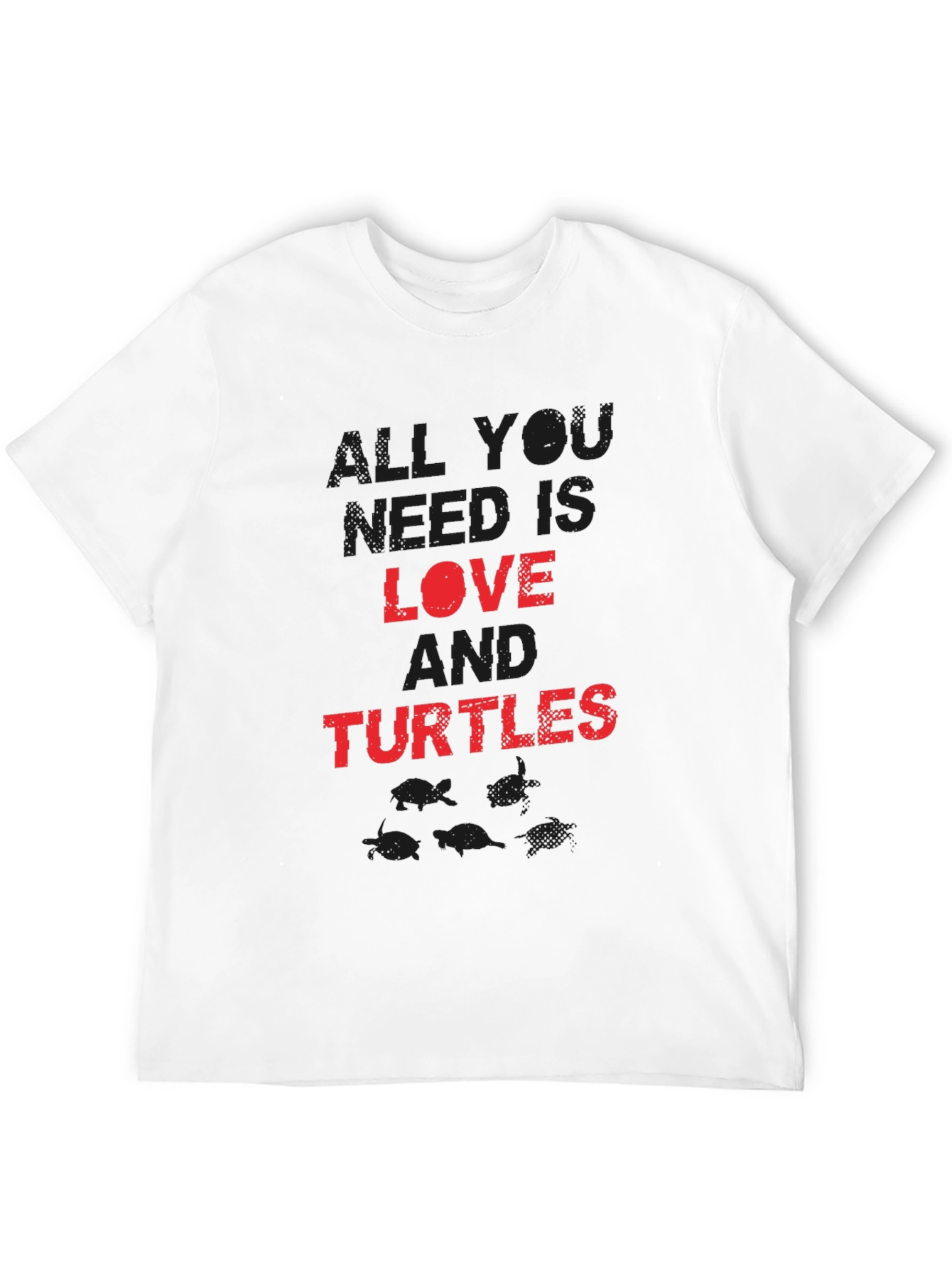 Love and Turtles Graphic Tee - Black Cotton Blend