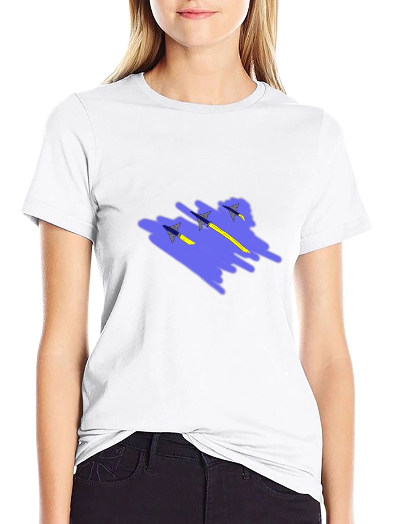 Jet Squadron Graphic Print Black T-Shirt