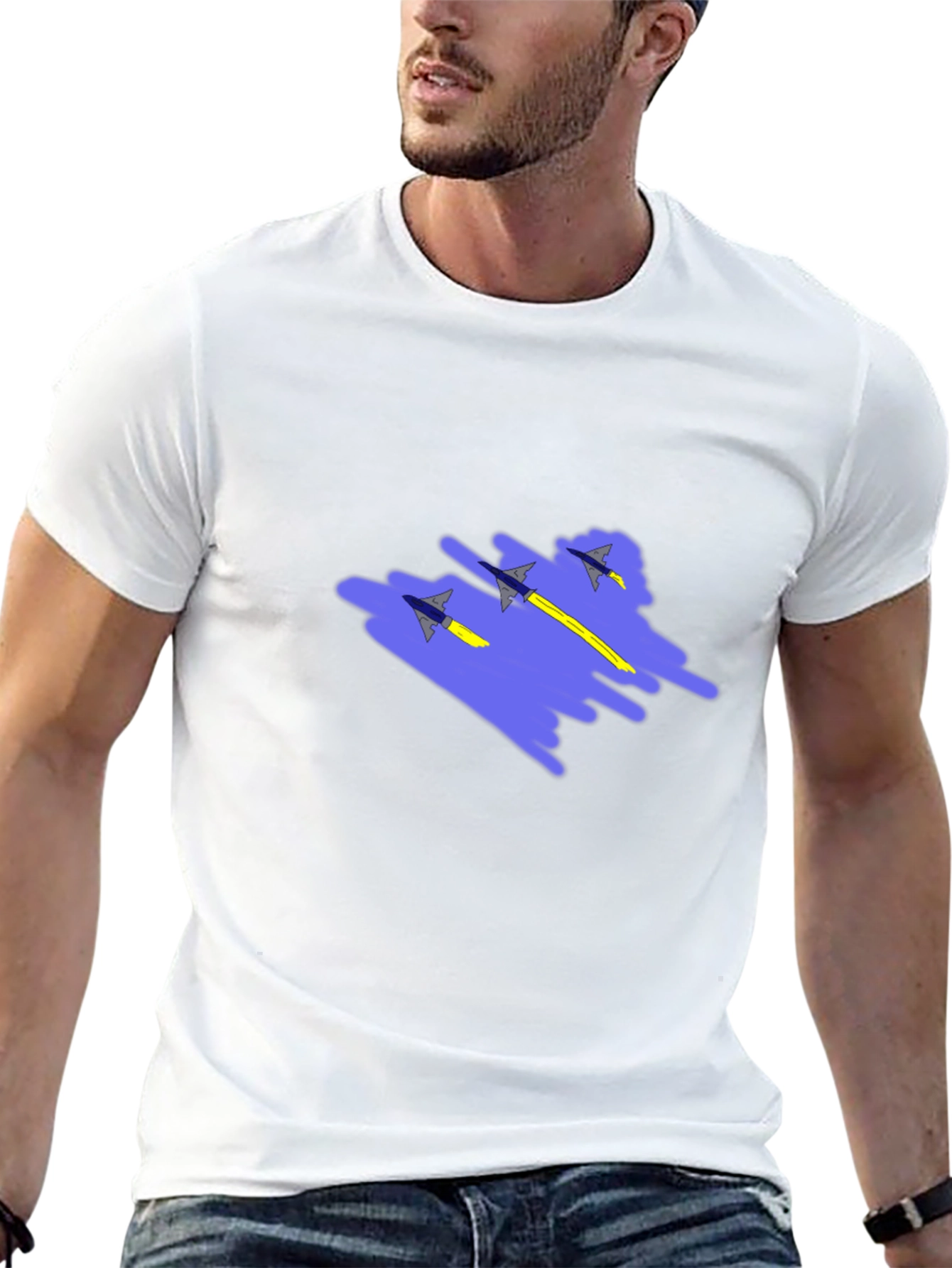Jet Squadron Graphic Print Black T-Shirt