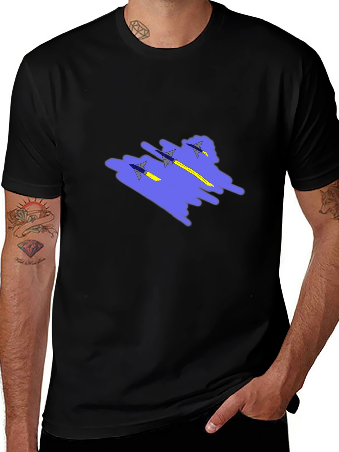 Jet Squadron Graphic Print Black T-Shirt