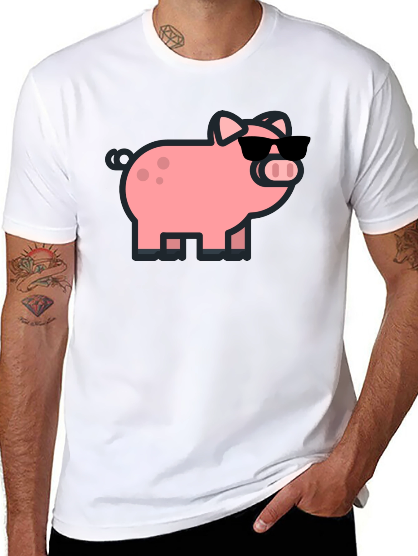 Cool Pig Graphic Tee - Black Cotton T-Shirt
