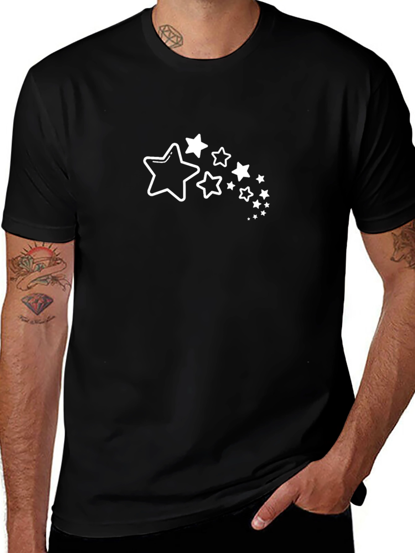 Stylish Black T-Shirt with Star Design