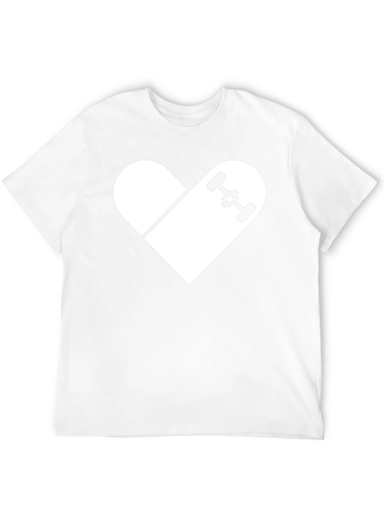 Skateboard Heart Graphic T-Shirt - Casual Black Tee
