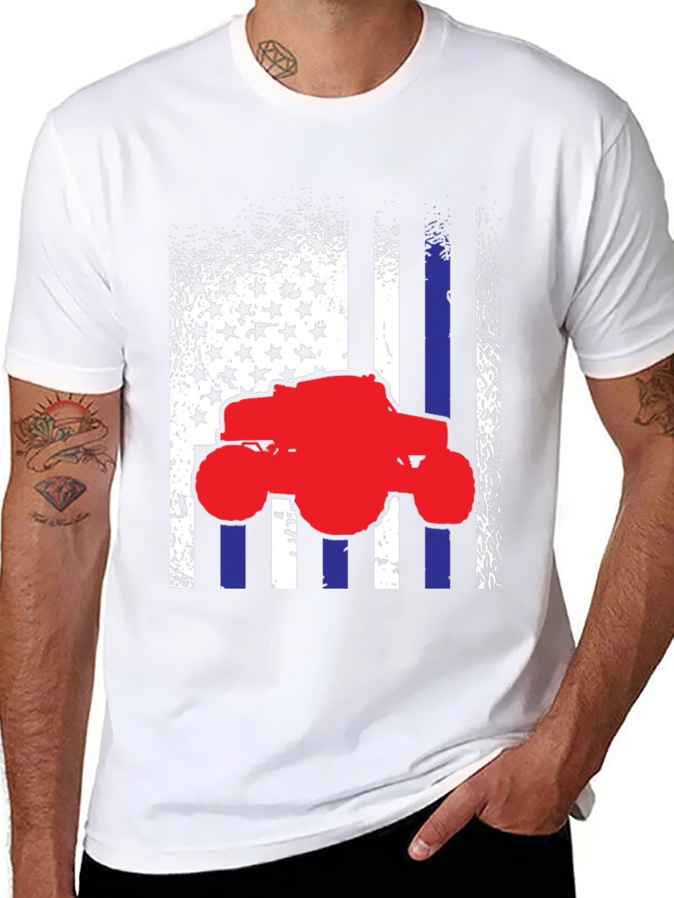 Monster Truck American Flag Graphic Tee