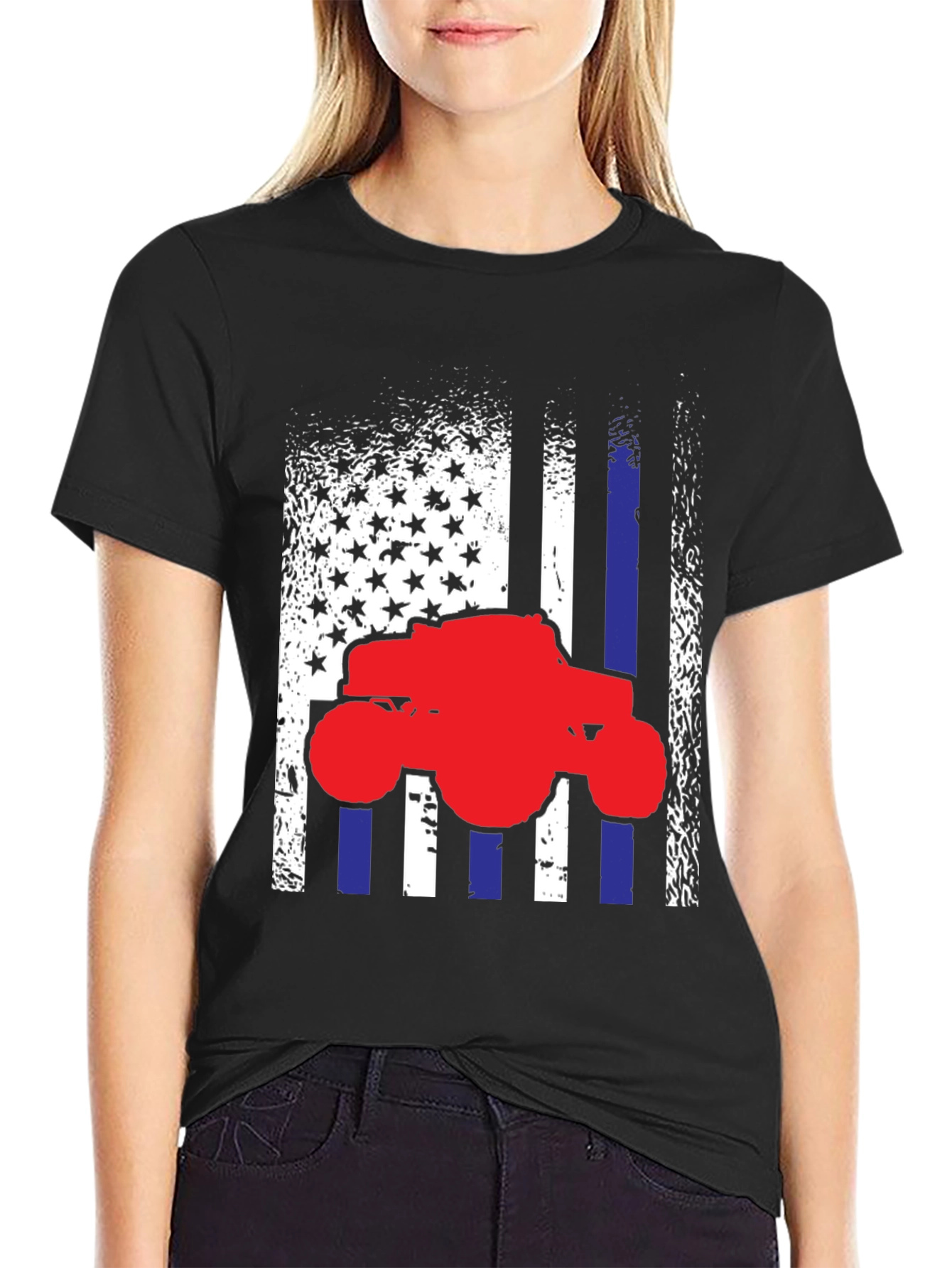 Monster Truck American Flag Graphic Tee