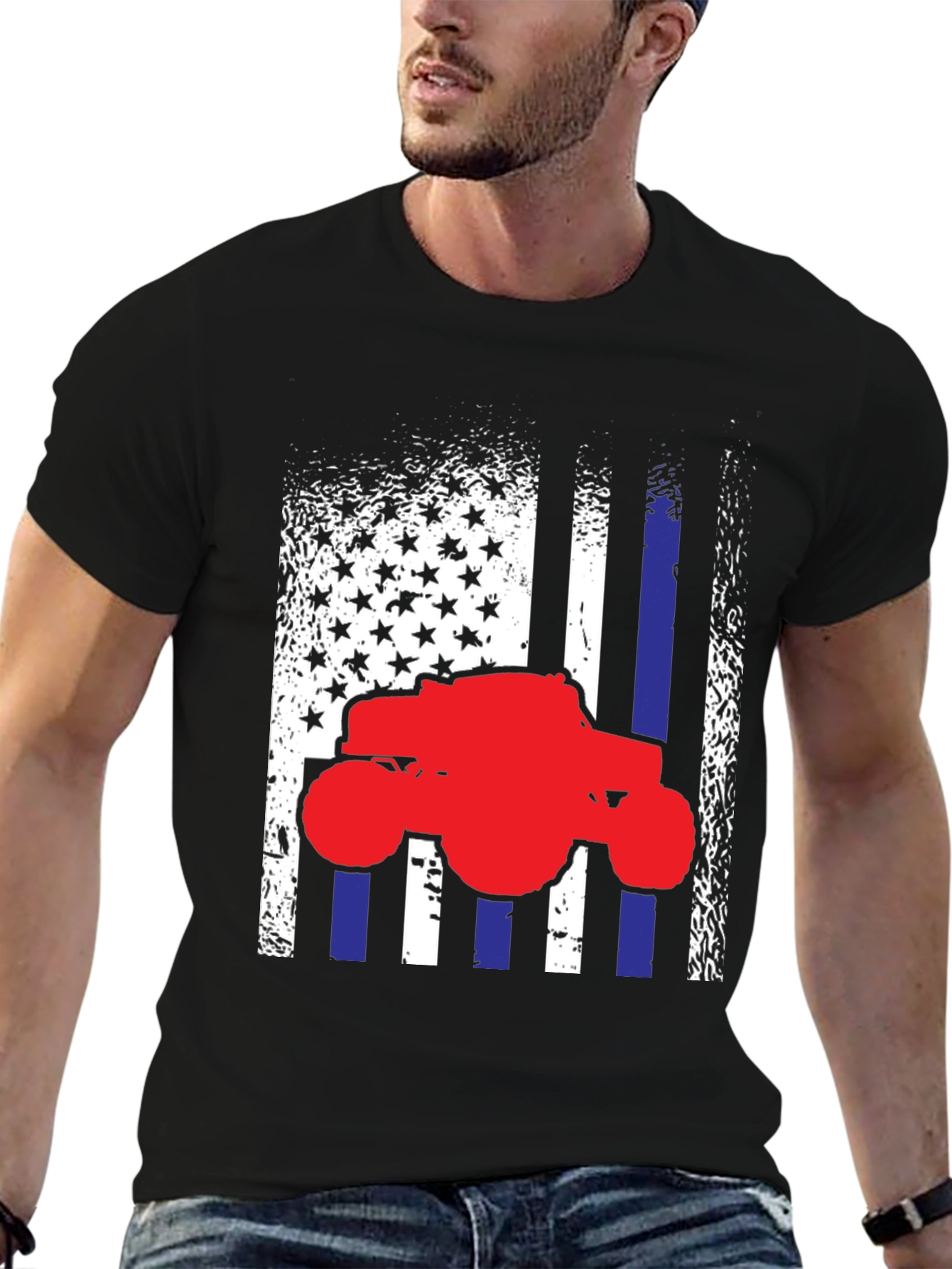 Monster Truck American Flag Graphic Tee