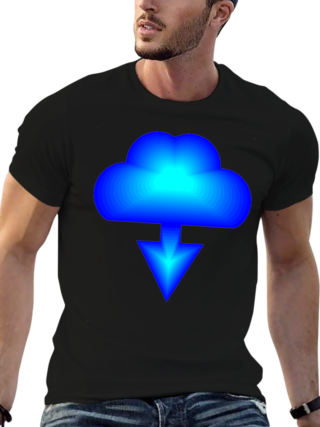 Cloud Download Graphic Black T-Shirt