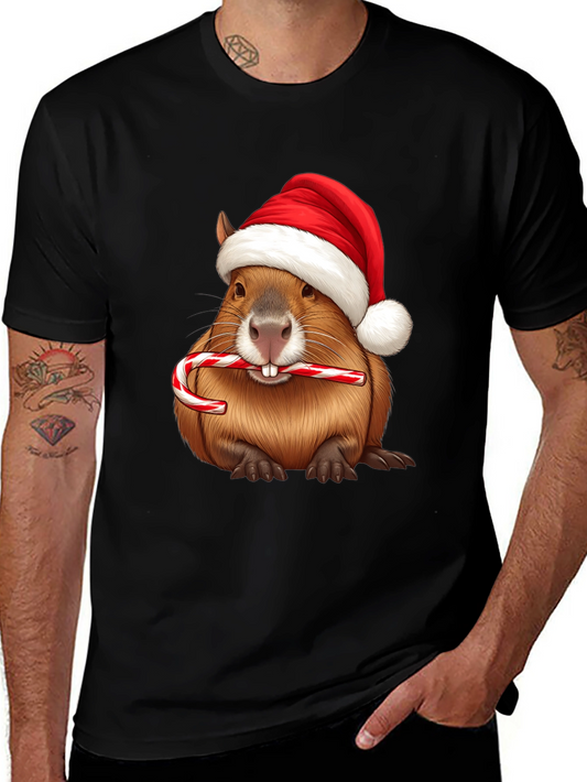 Festive Beaver Santa Hat Christmas T-Shirt