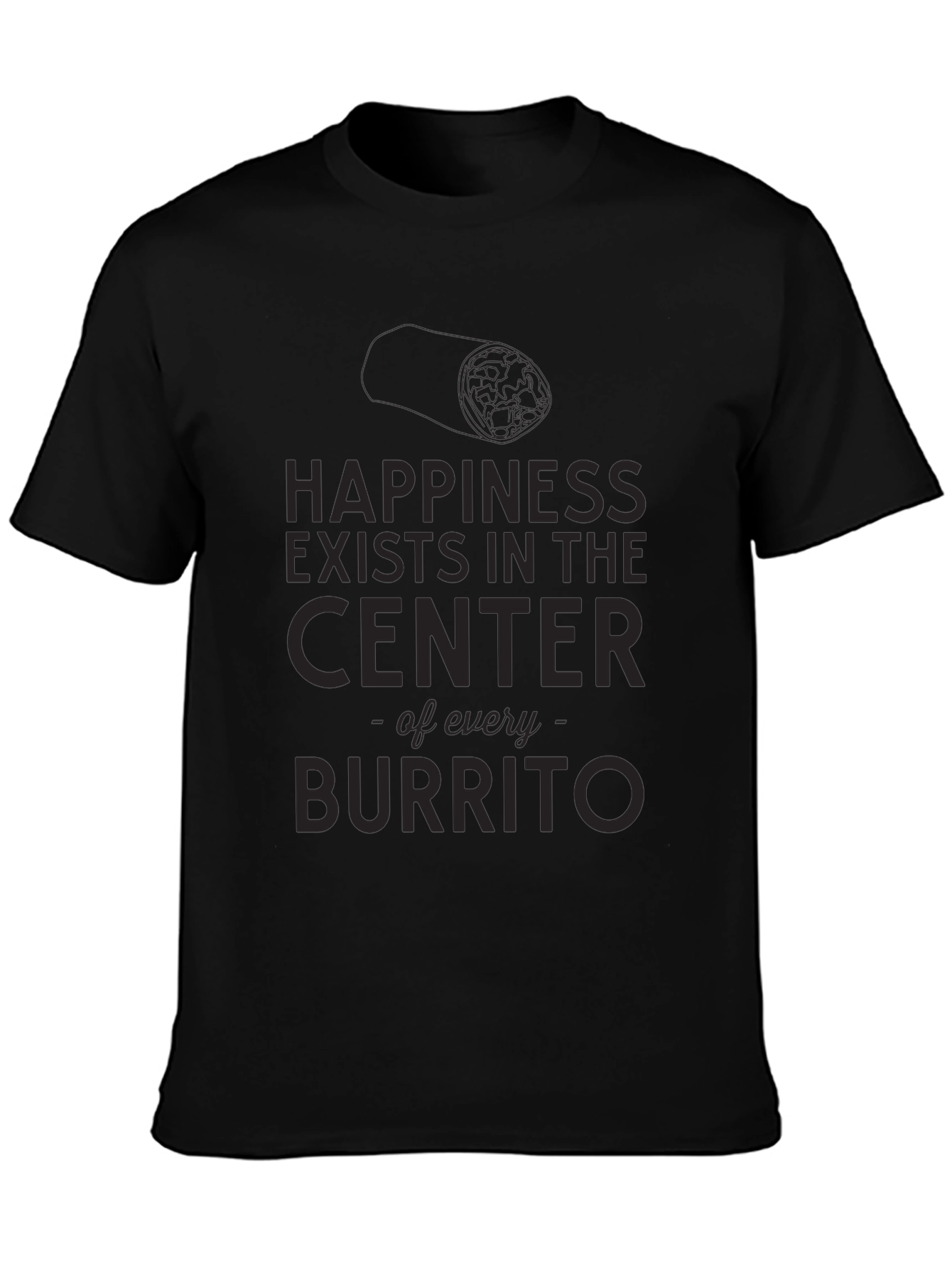 Happiness Burrito Graphic T-Shirt - Mens Black Tee