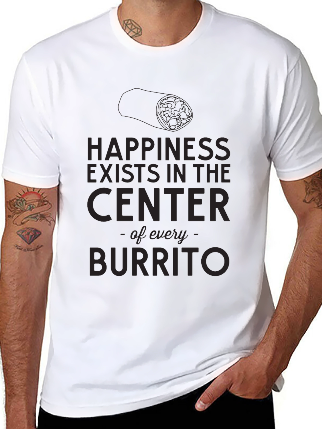 Happiness Burrito Graphic T-Shirt - Mens Black Tee