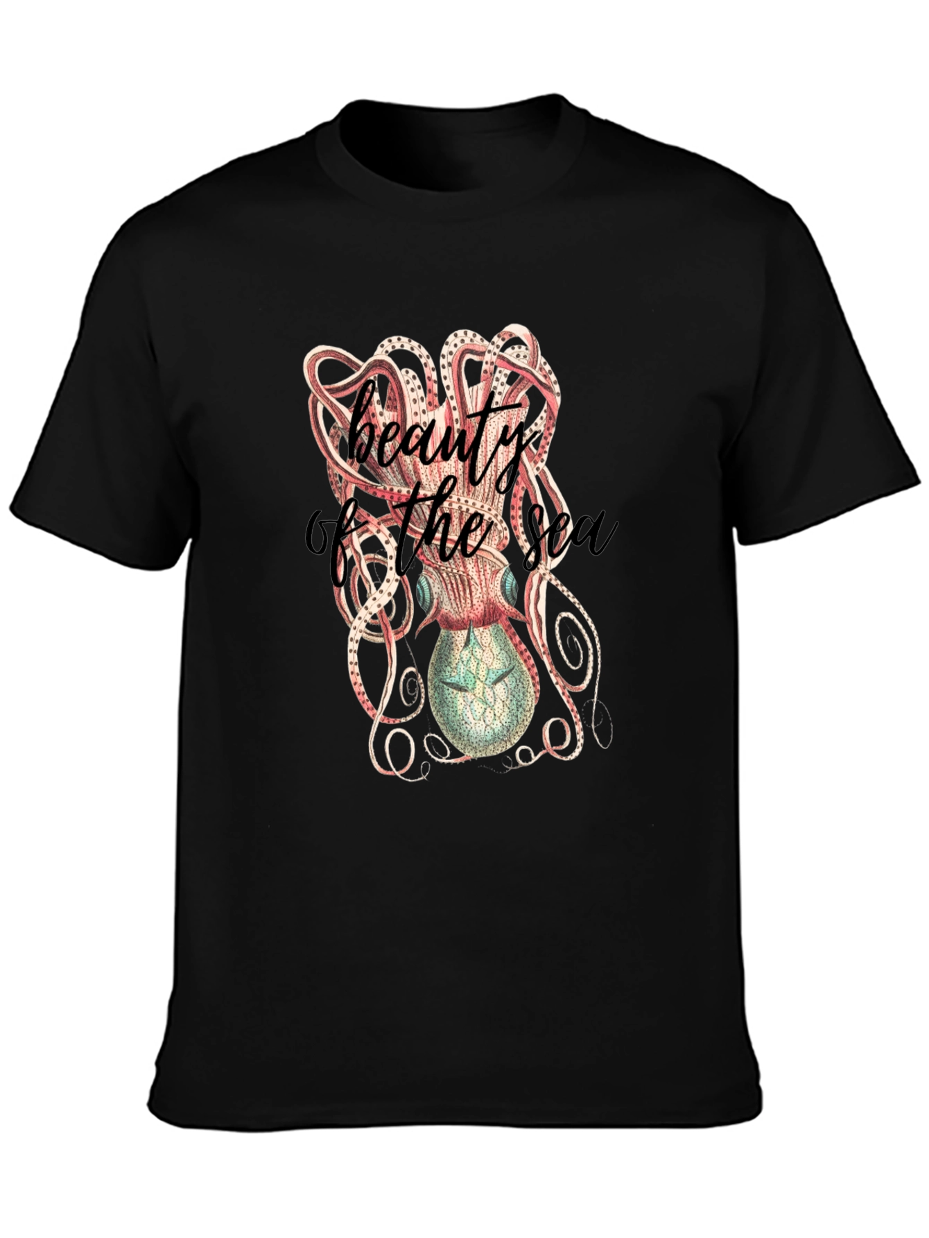 Beauty of the Sea Octopus Graphic Tee - Black