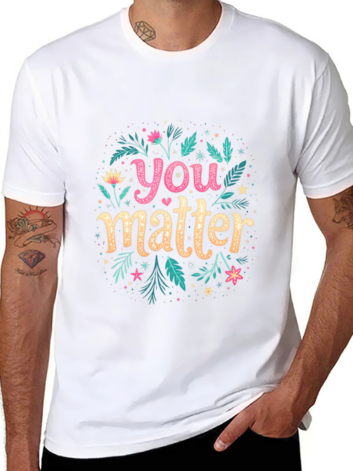 You Matter Floral Graphic Black T-Shirt