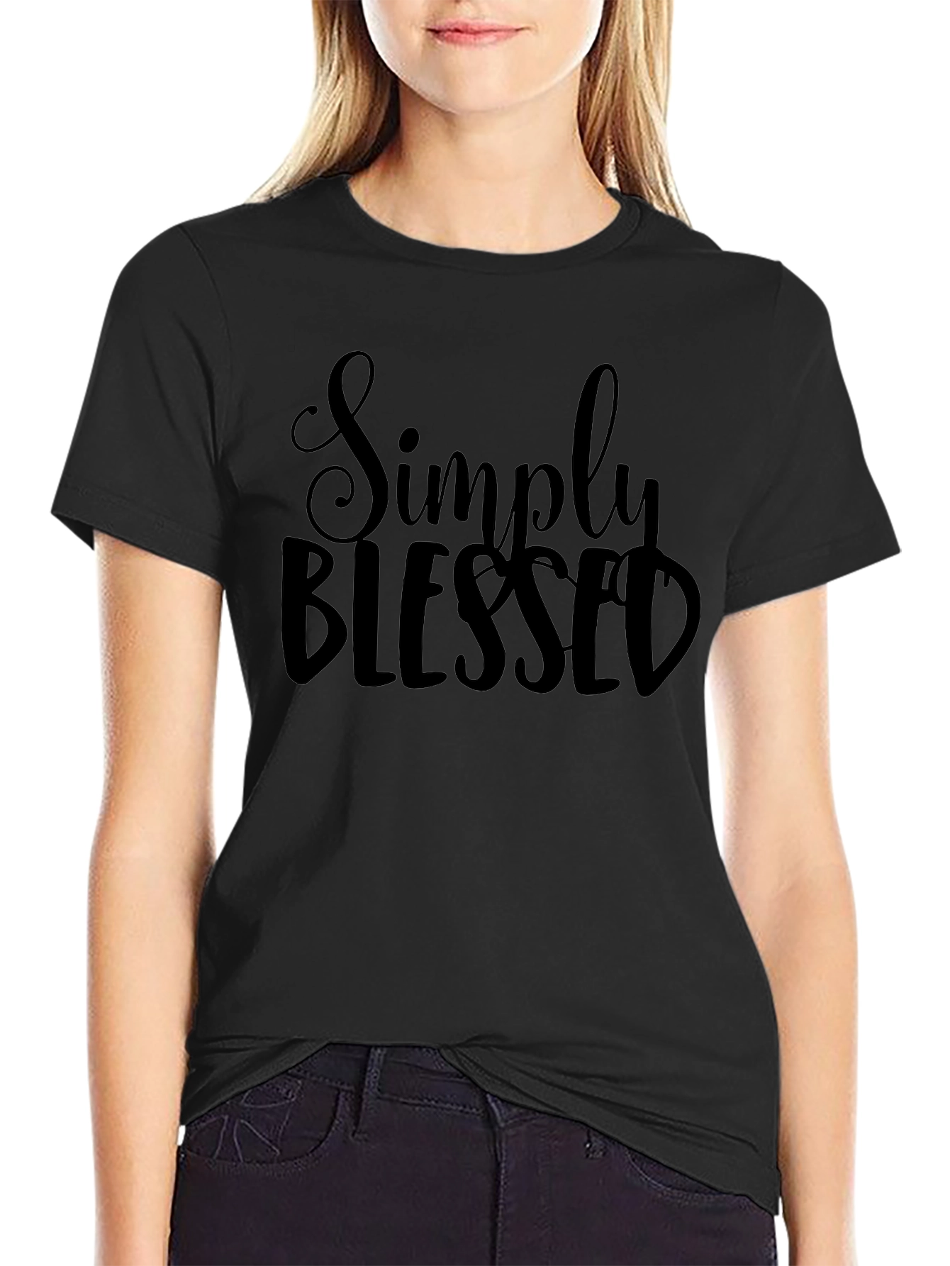 Simply Blessed Black Graphic T-Shirt