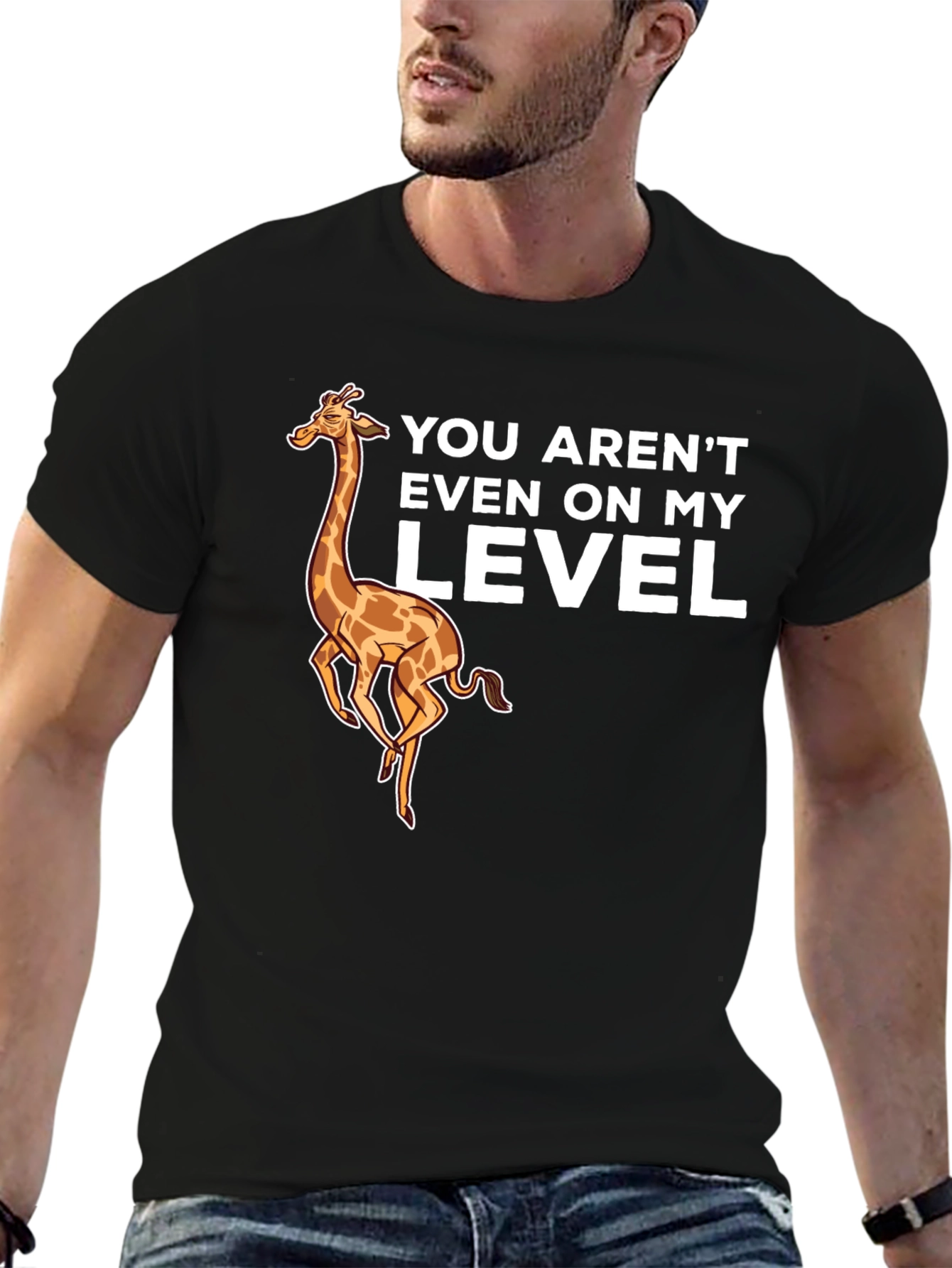 Giraffe Level Black T-Shirt Funny Design