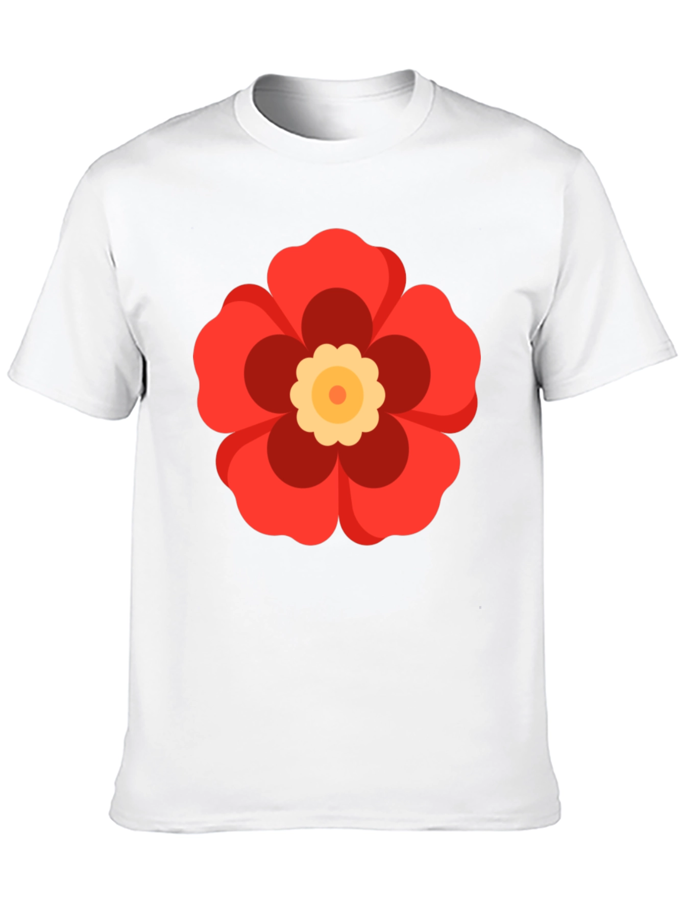 Black T-Shirt with Red Flower Graphic