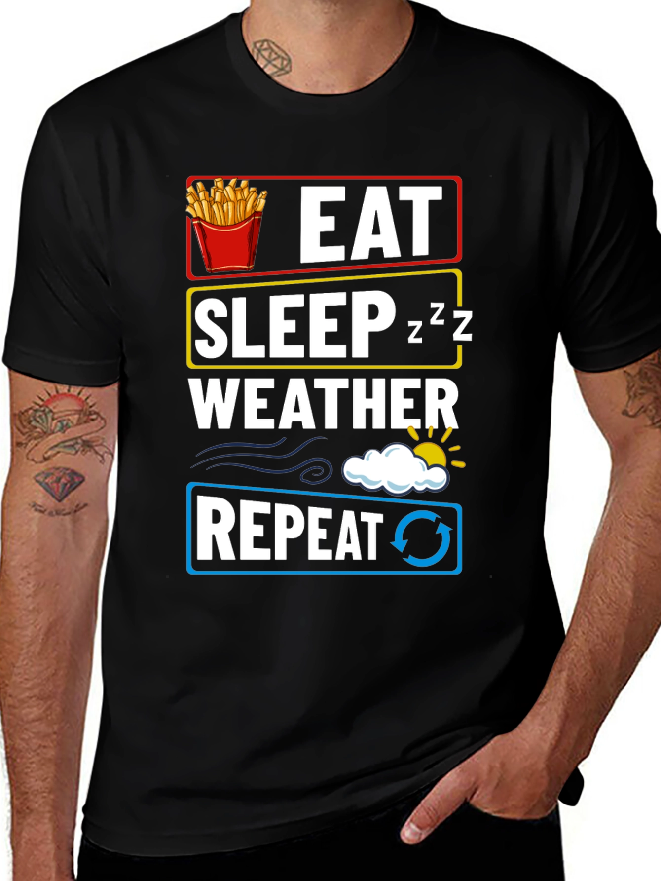 Eat Sleep Weather Repeat Graphic T-Shirt