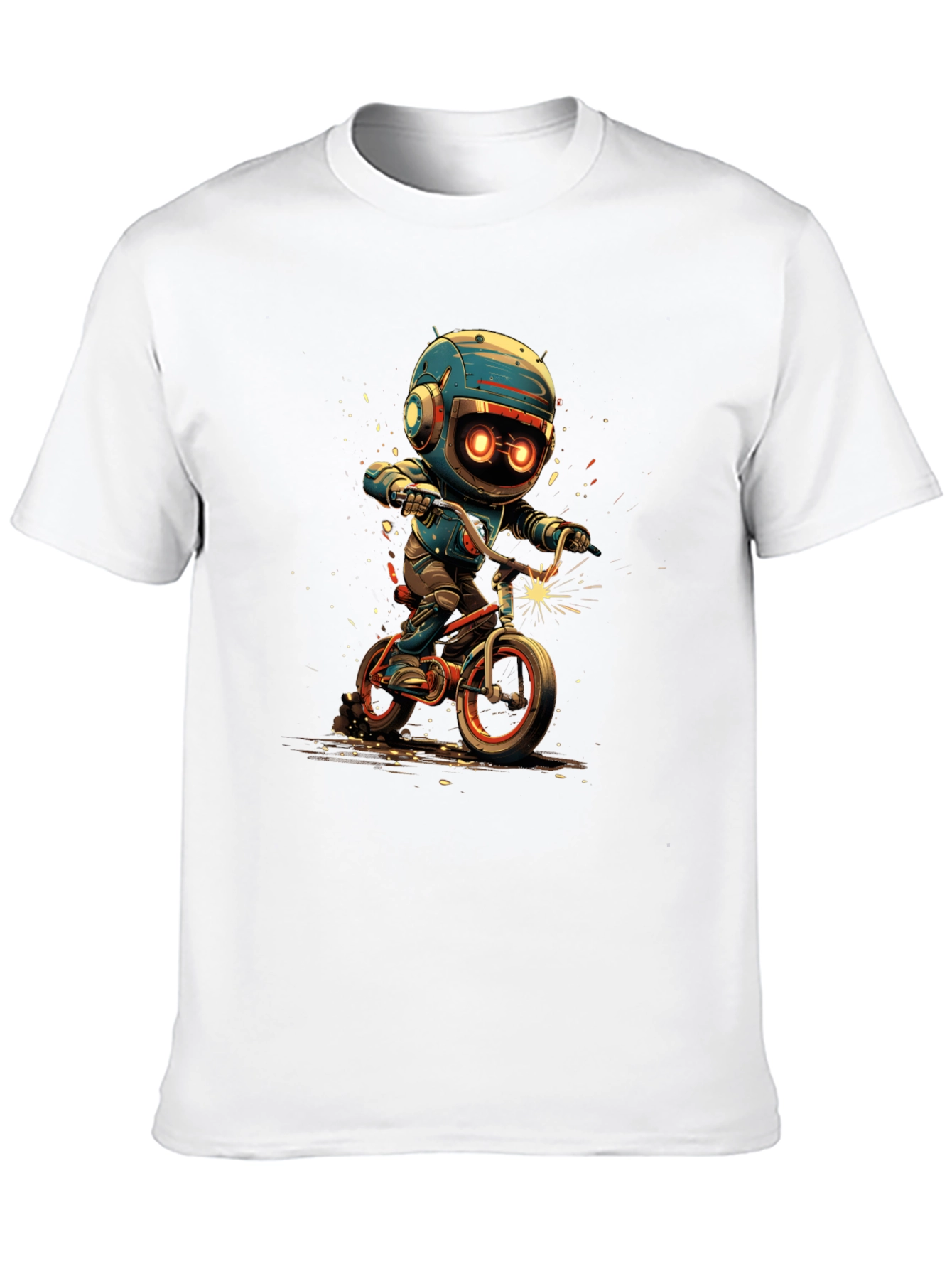 Robot Biker Graphic Tee - Black