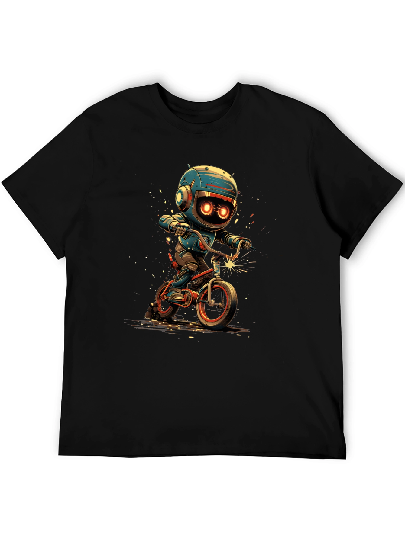 Robot Biker Graphic Tee - Black