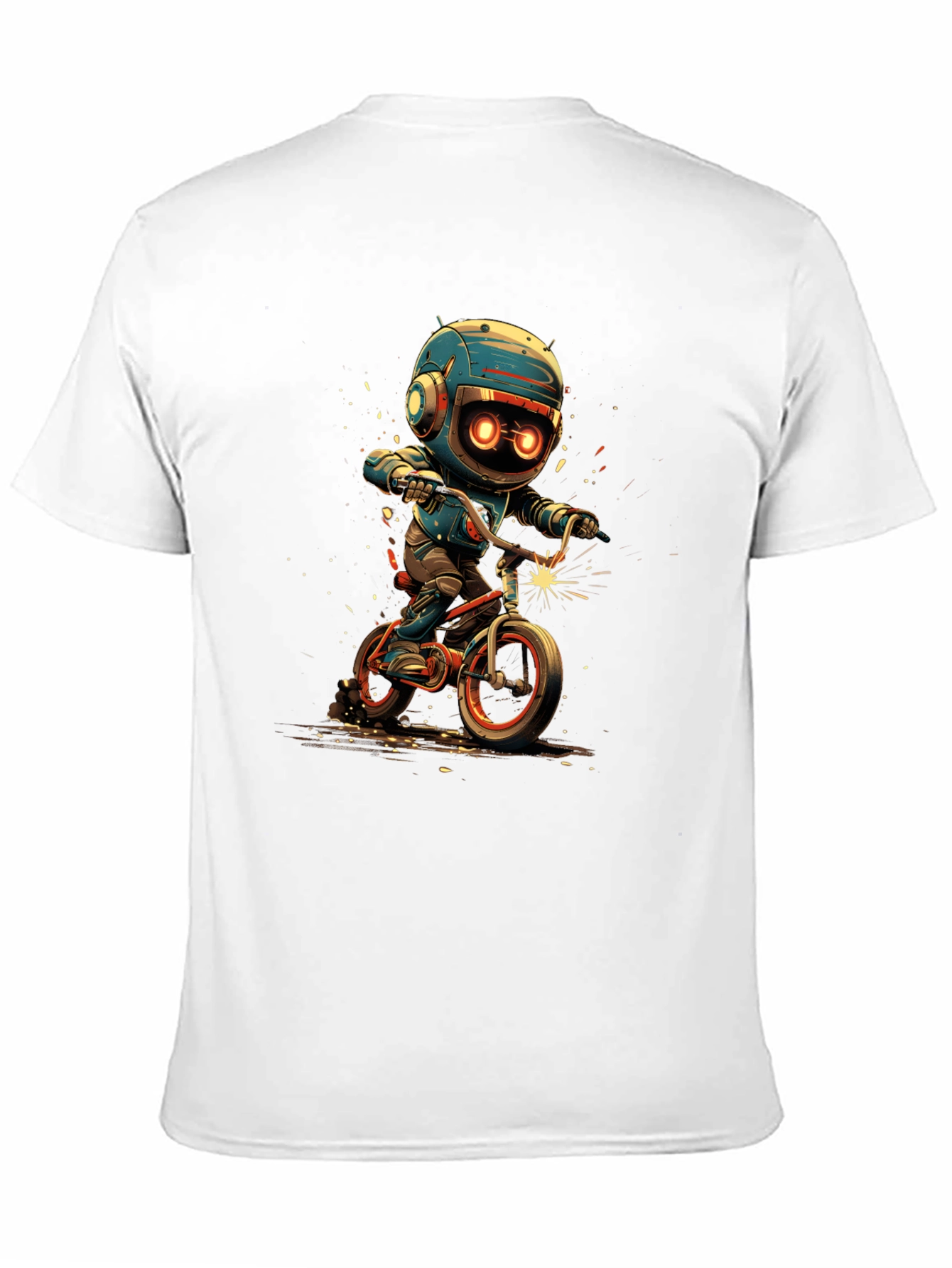 Robot Biker Graphic Tee - Black
