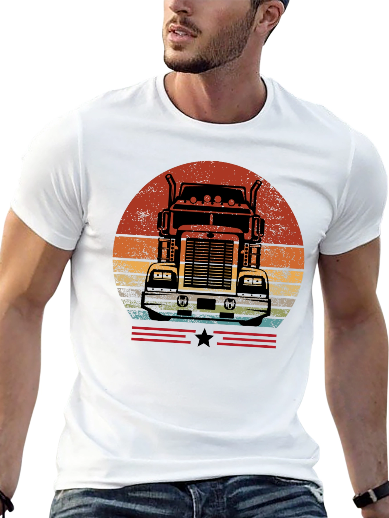 Retro Trucker Sunset T-Shirt - Classic Design