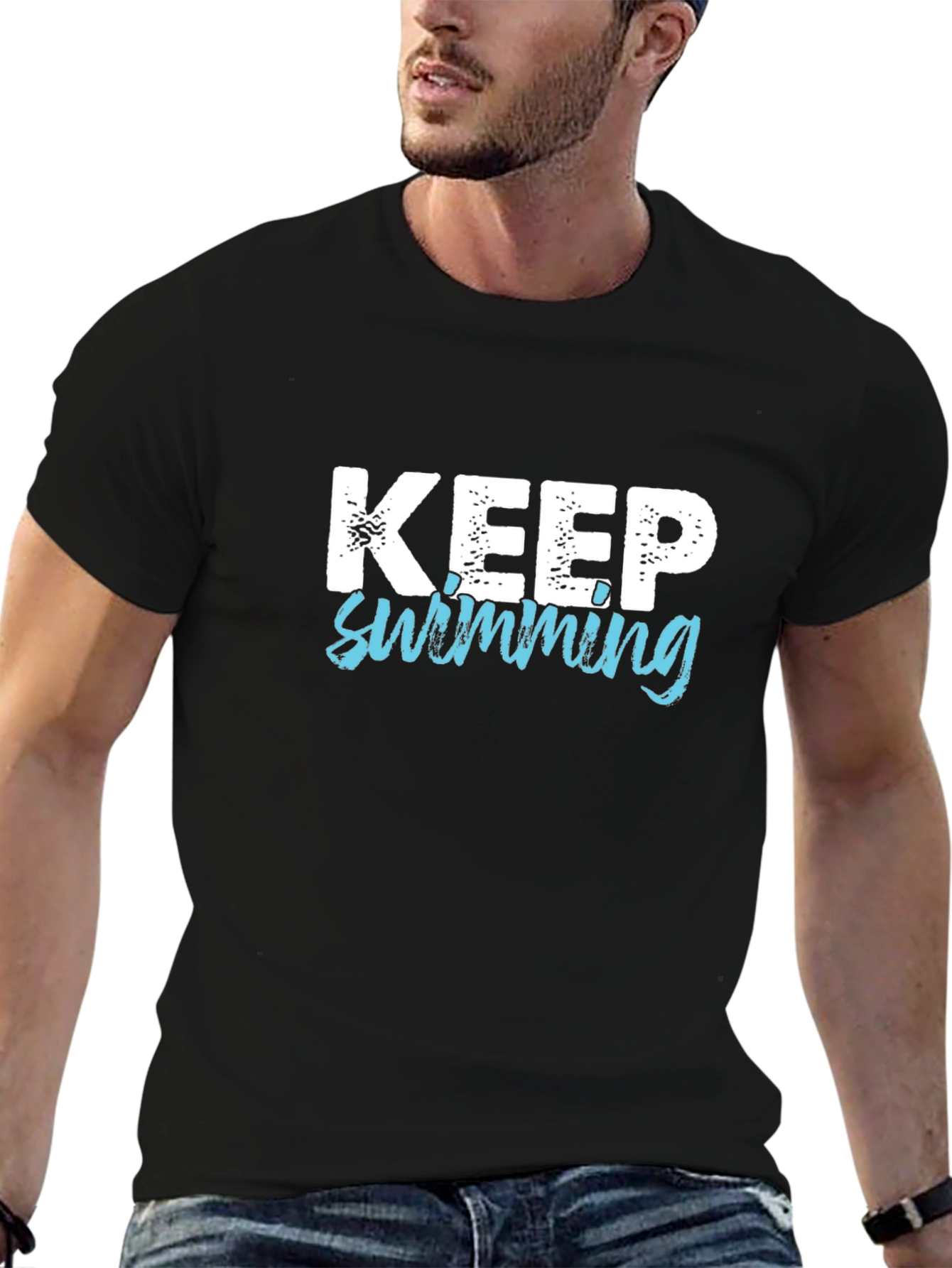 Keep Swimming Graphic Tee - Black T-Shirt