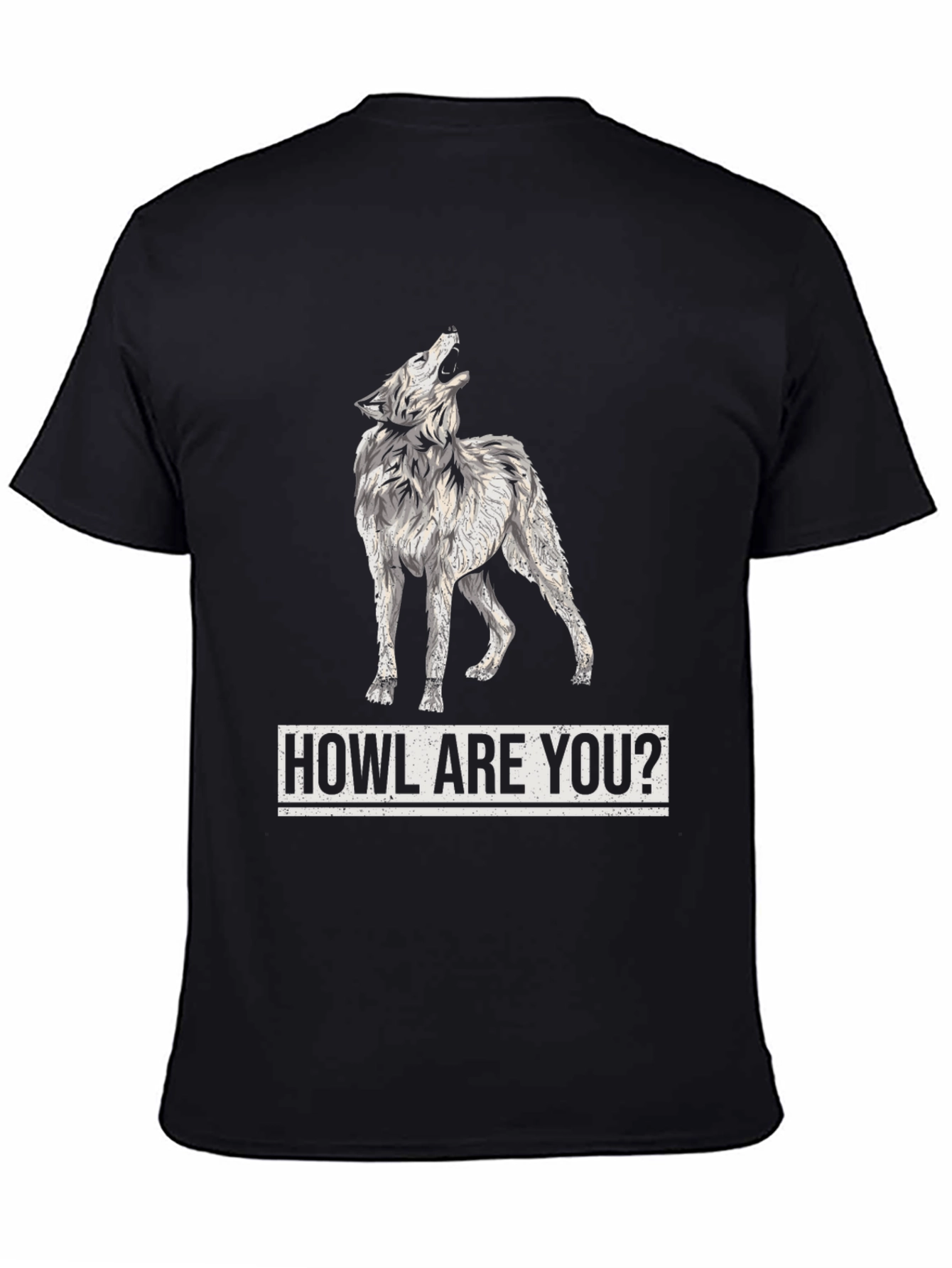 Howl Are You? Wolf Graphic Print Mens Black T-Shirt
